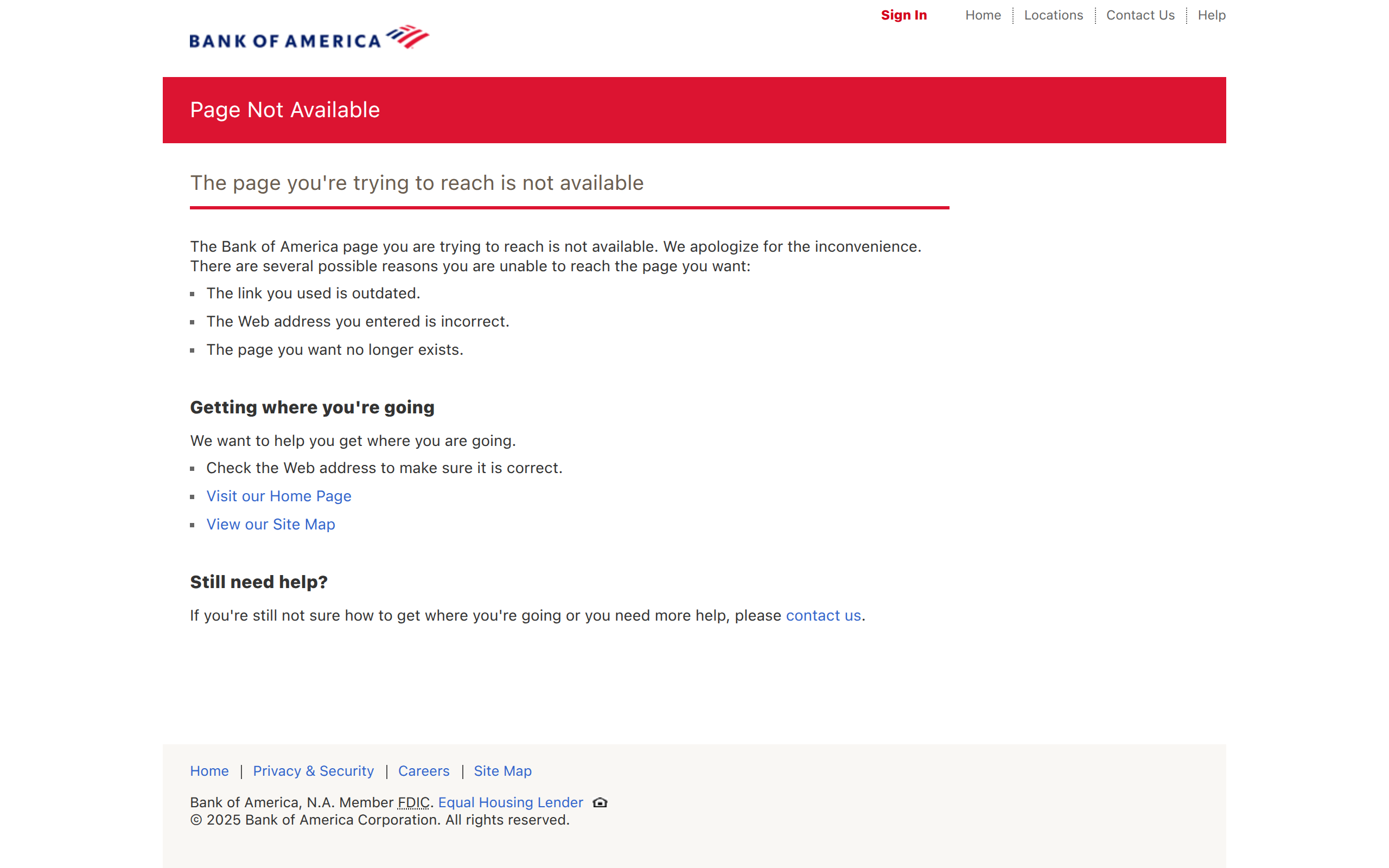 Bank Of America screenshot