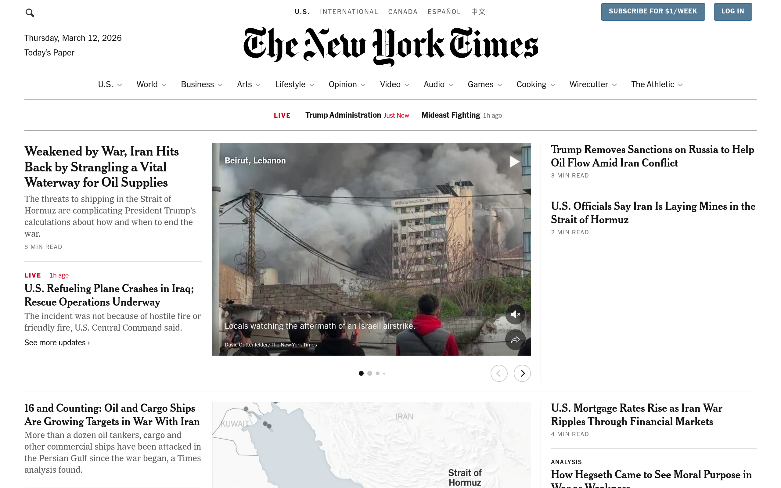 Screenshot of nytimes.com