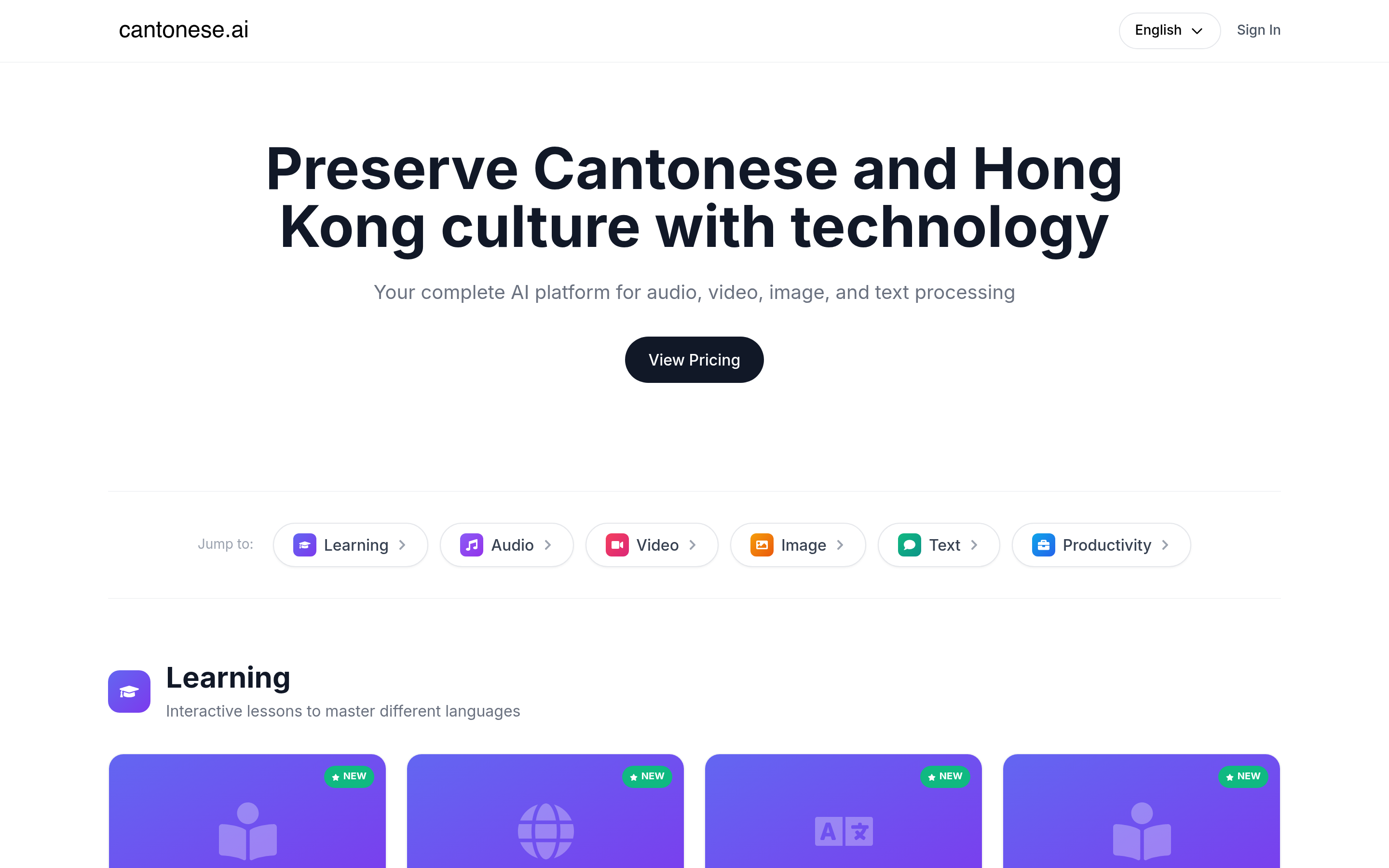 Home - cantonese.ai 介面截圖