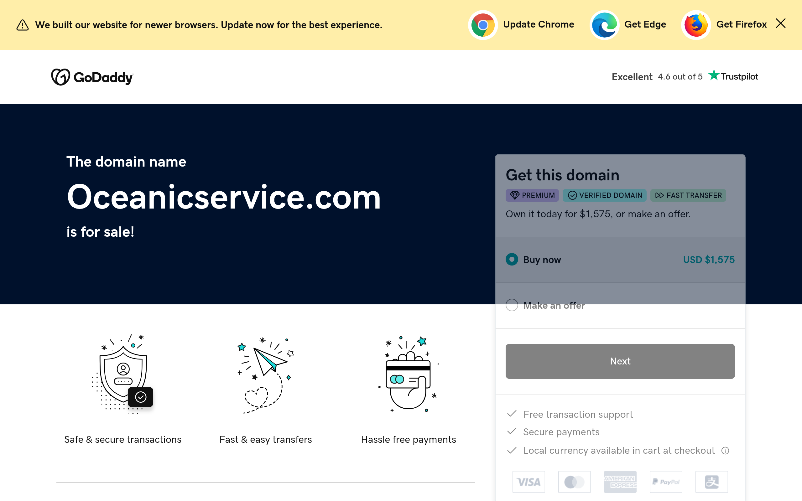 Screenshot of oceanicservice.com