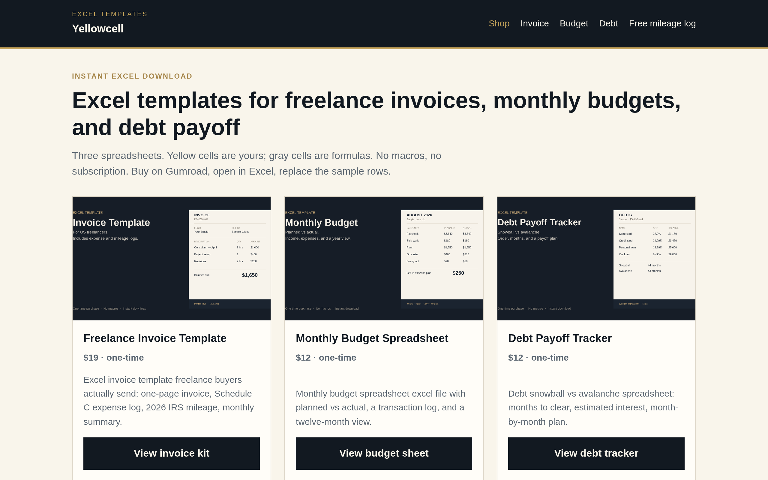 Excel invoice template freelance, monthly budget spreadsheet excel, debt snowbal screenshot, image 1