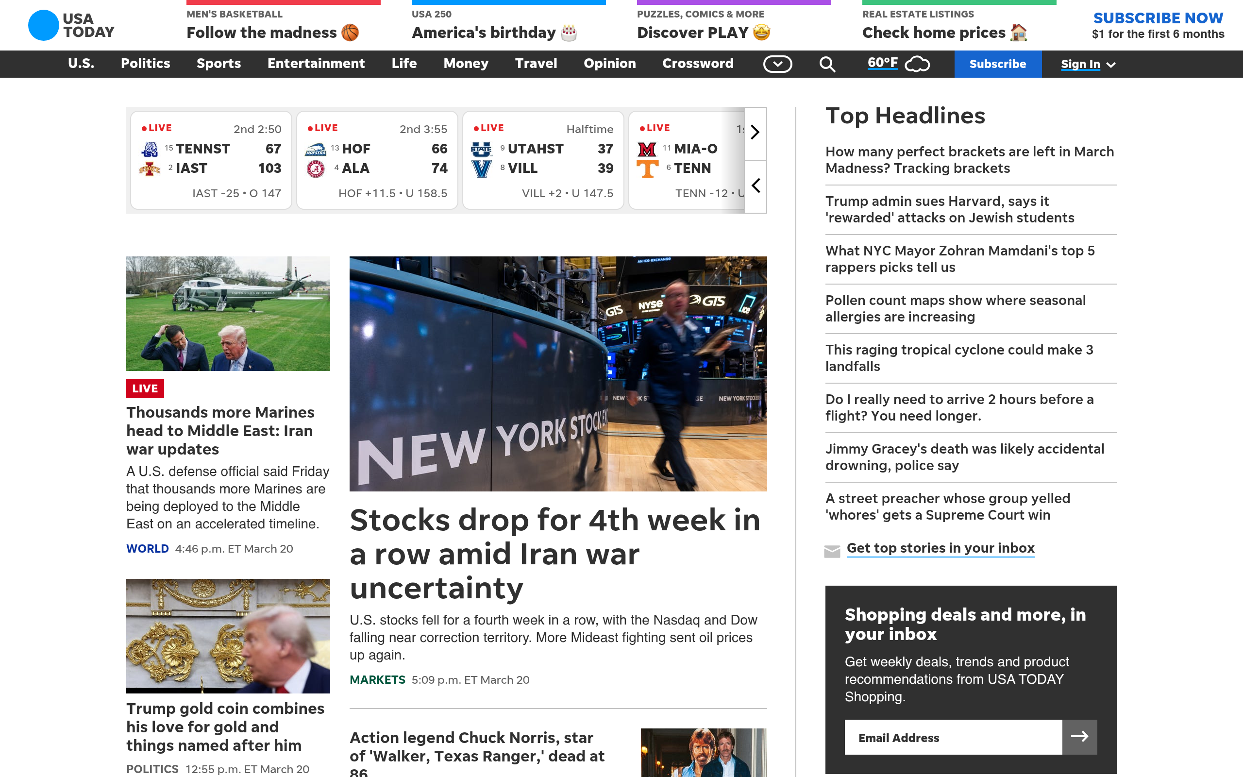 Screenshot of usatoday.com