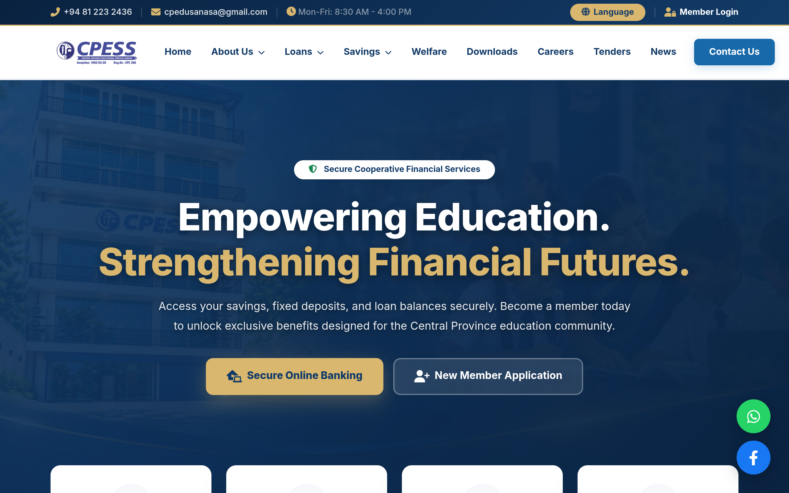 Screenshot of www.cpess.lk/web/index.php