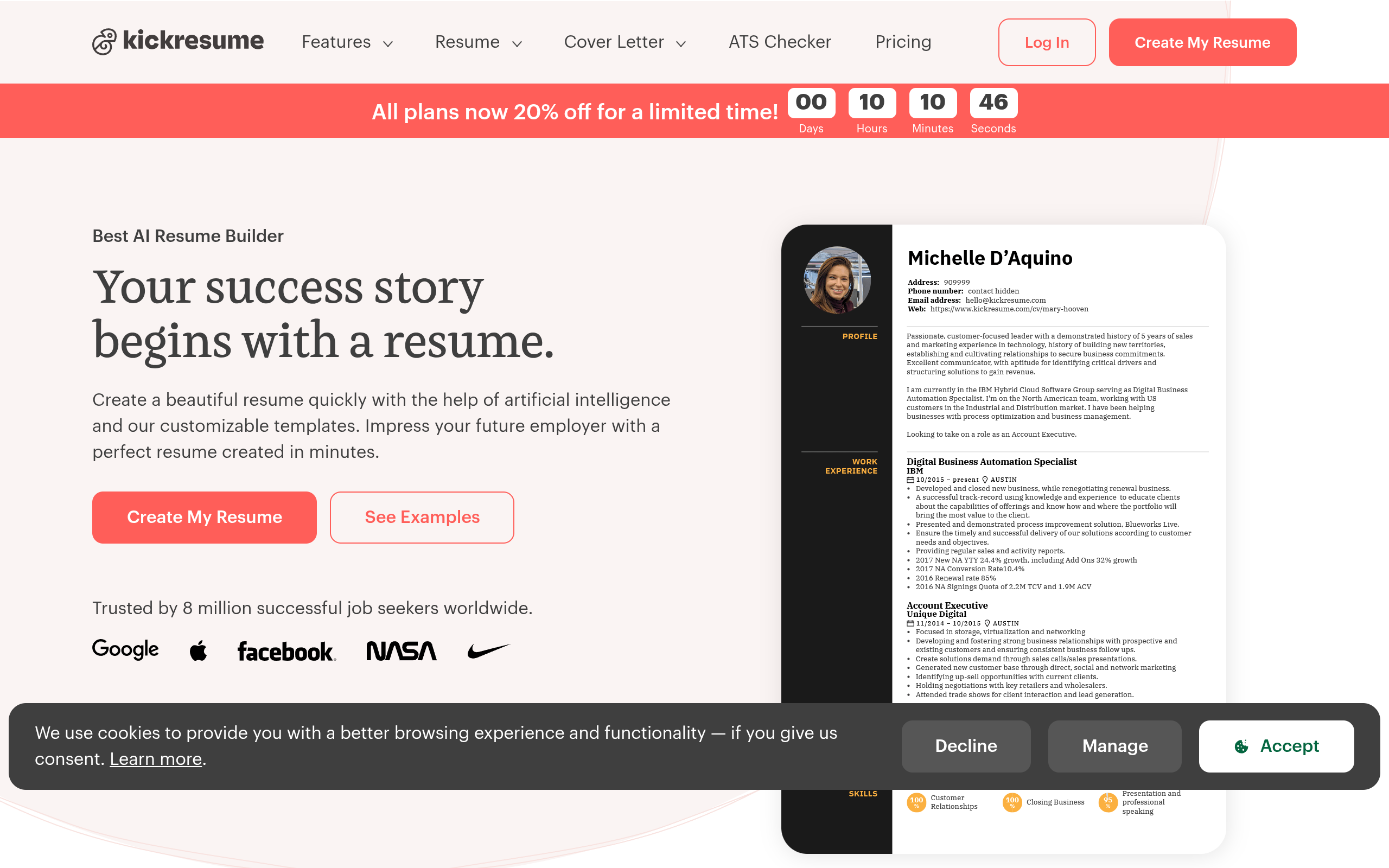 Kickresume 产品截图