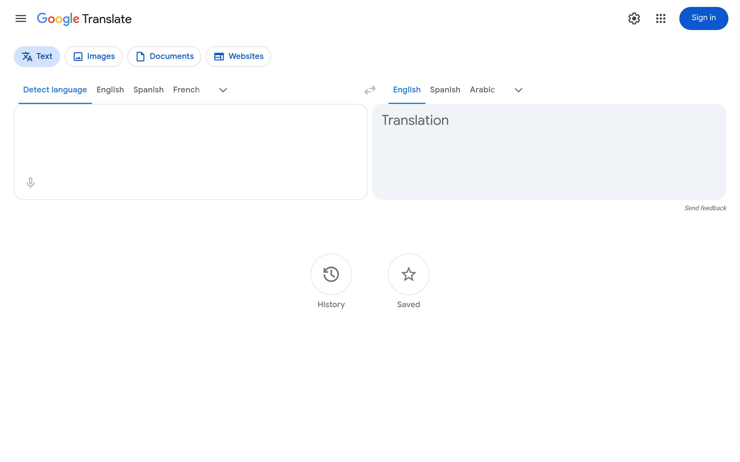 Screenshot of translate.google.com