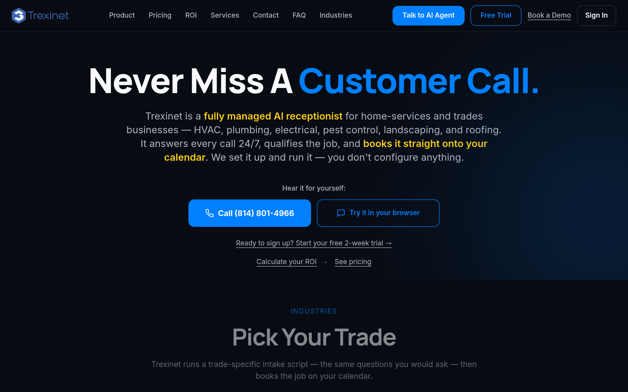 Fully Managed AI Receptionist for Home Services & Trades screenshot, image 1