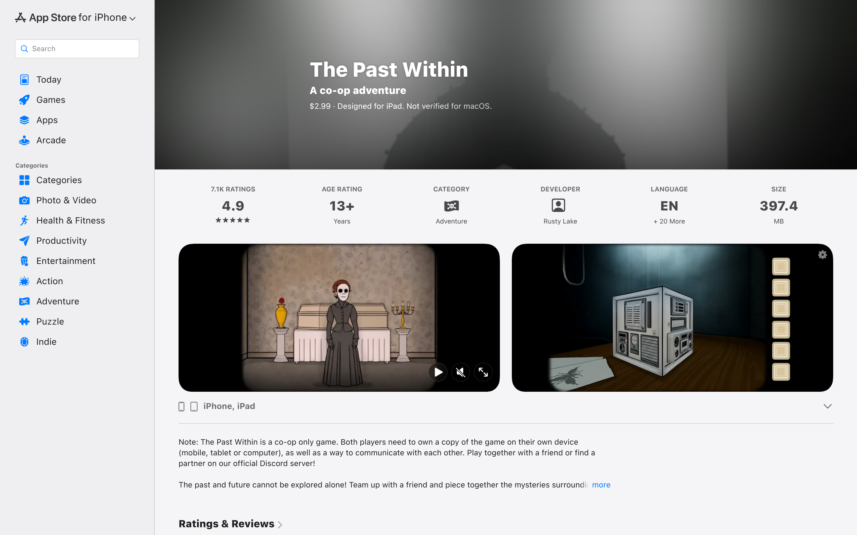 The Past Within App - App Store 介面截圖