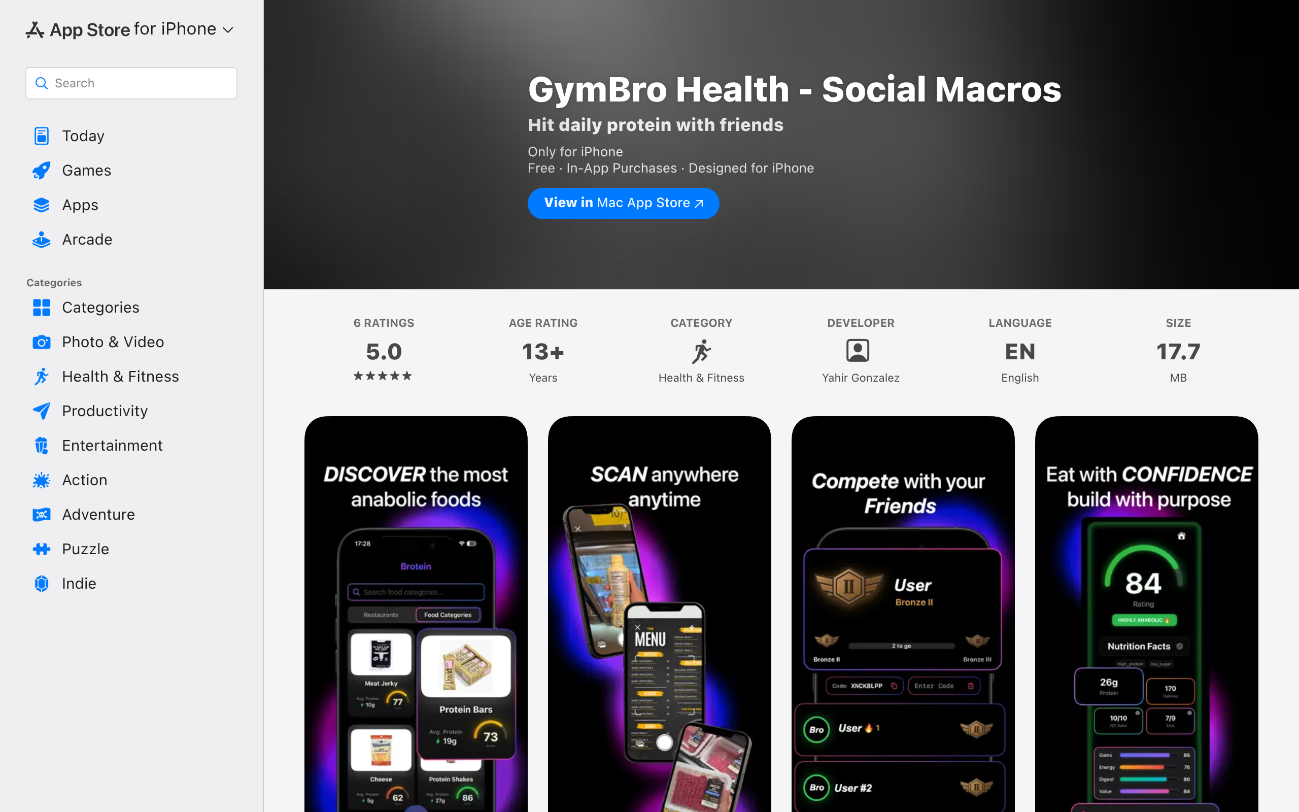 Screenshot of Gym Bro Health — product interface preview