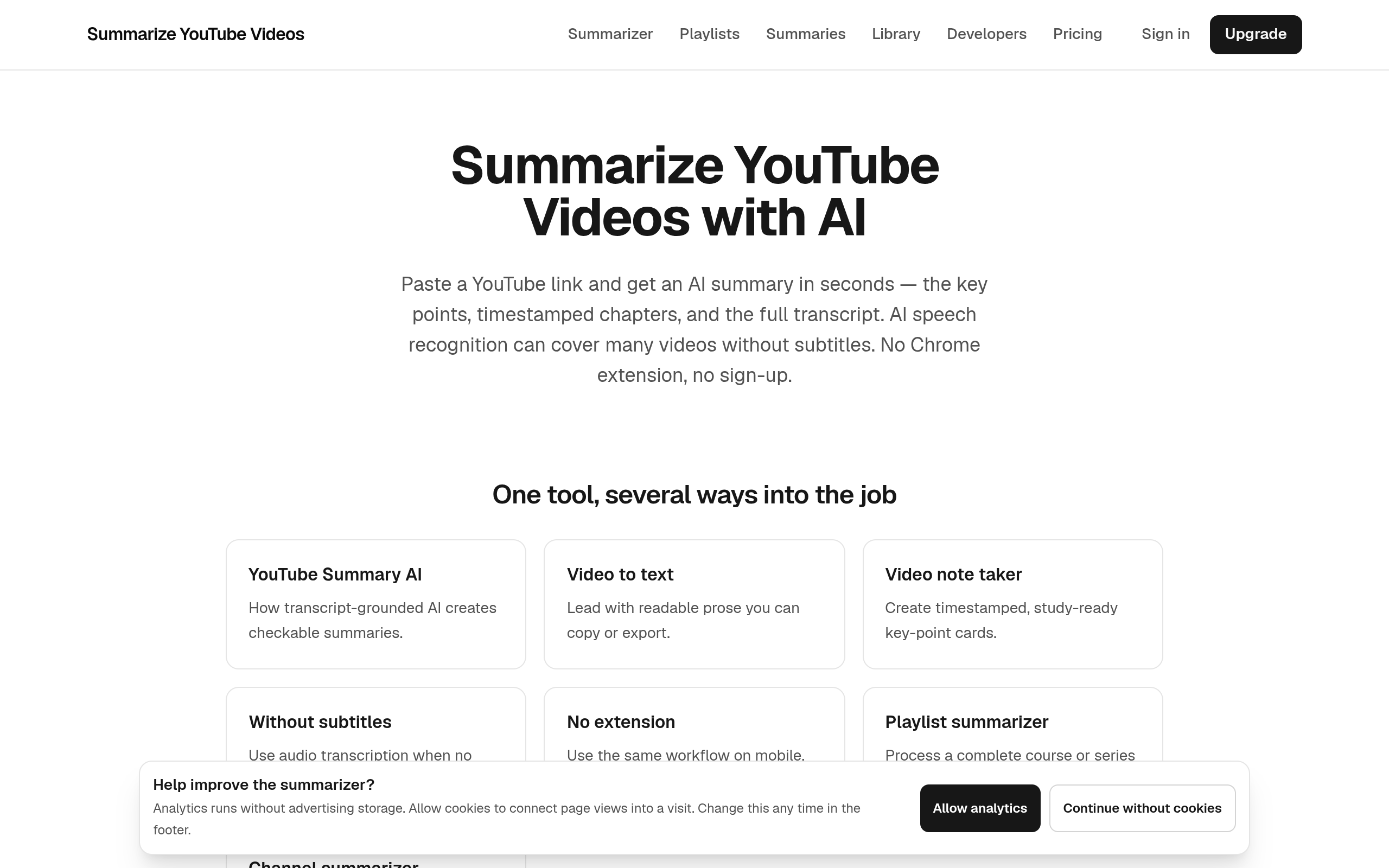 Summarize YouTube Videos screenshot, image 1