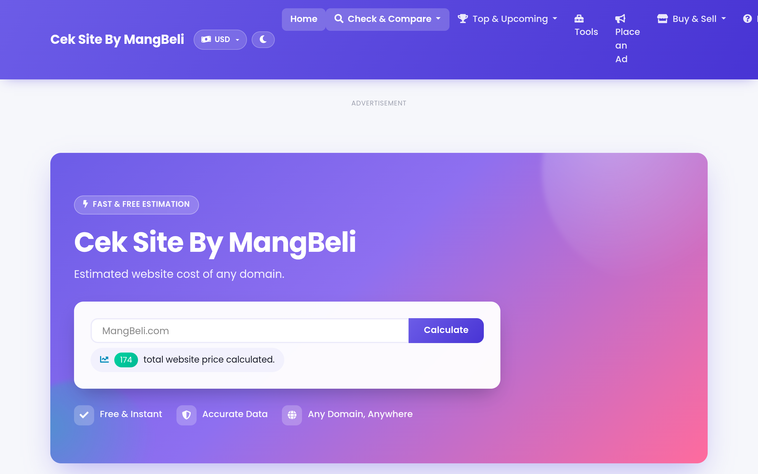 Screenshot of cek.mangbeli.com