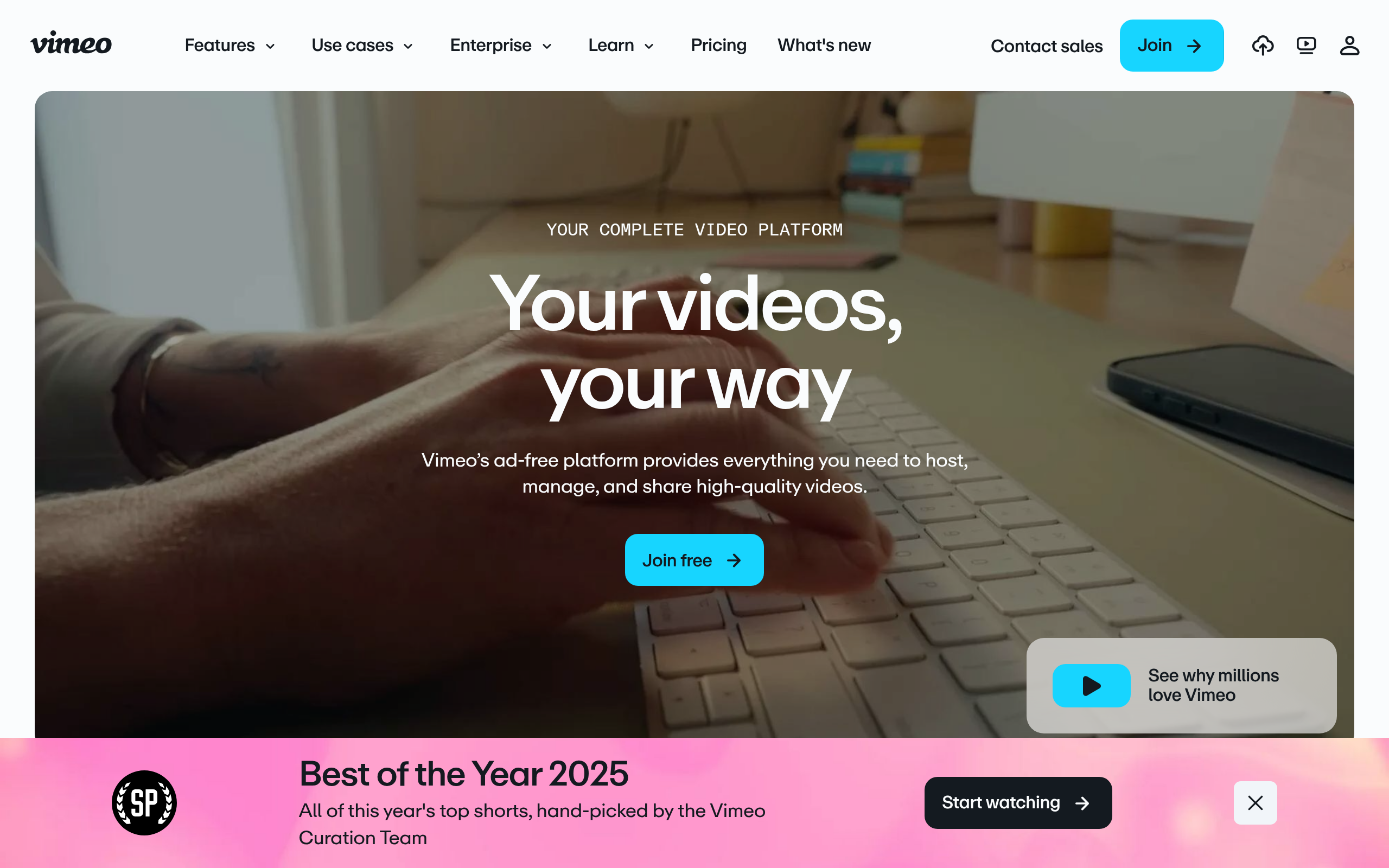 Screenshot of vimeo.com