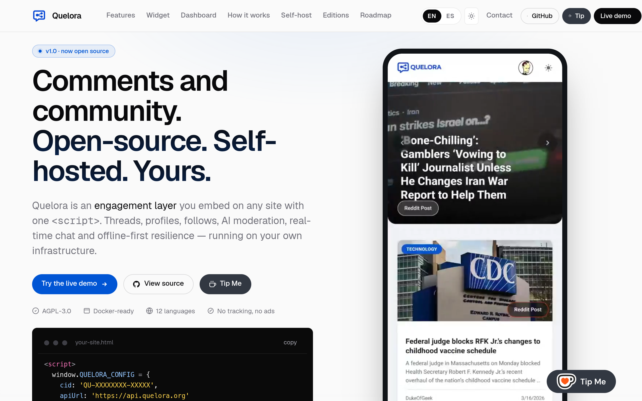 Quelora — Open screenshot – image 1