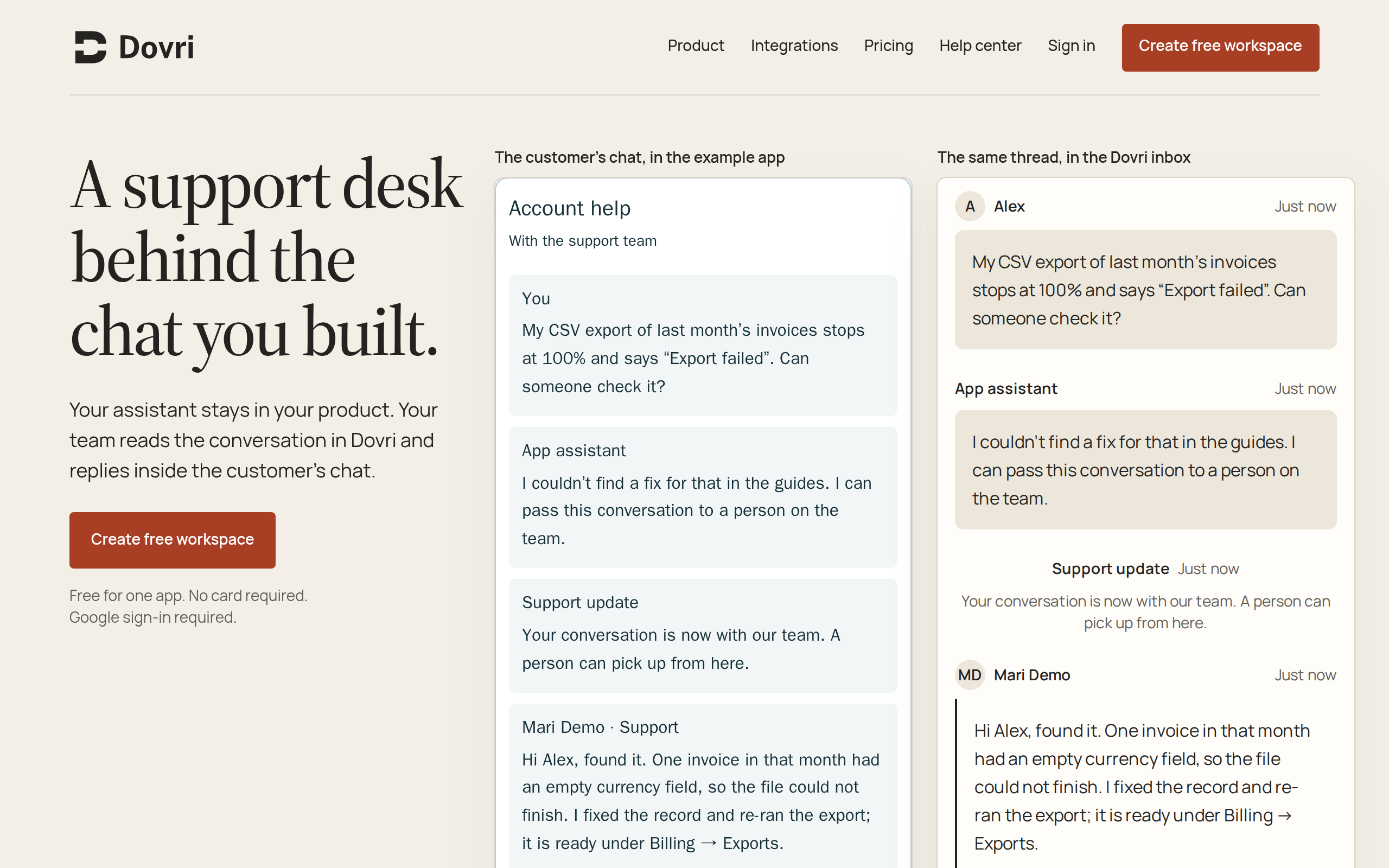A support desk behind the chat you built screenshot, image 1