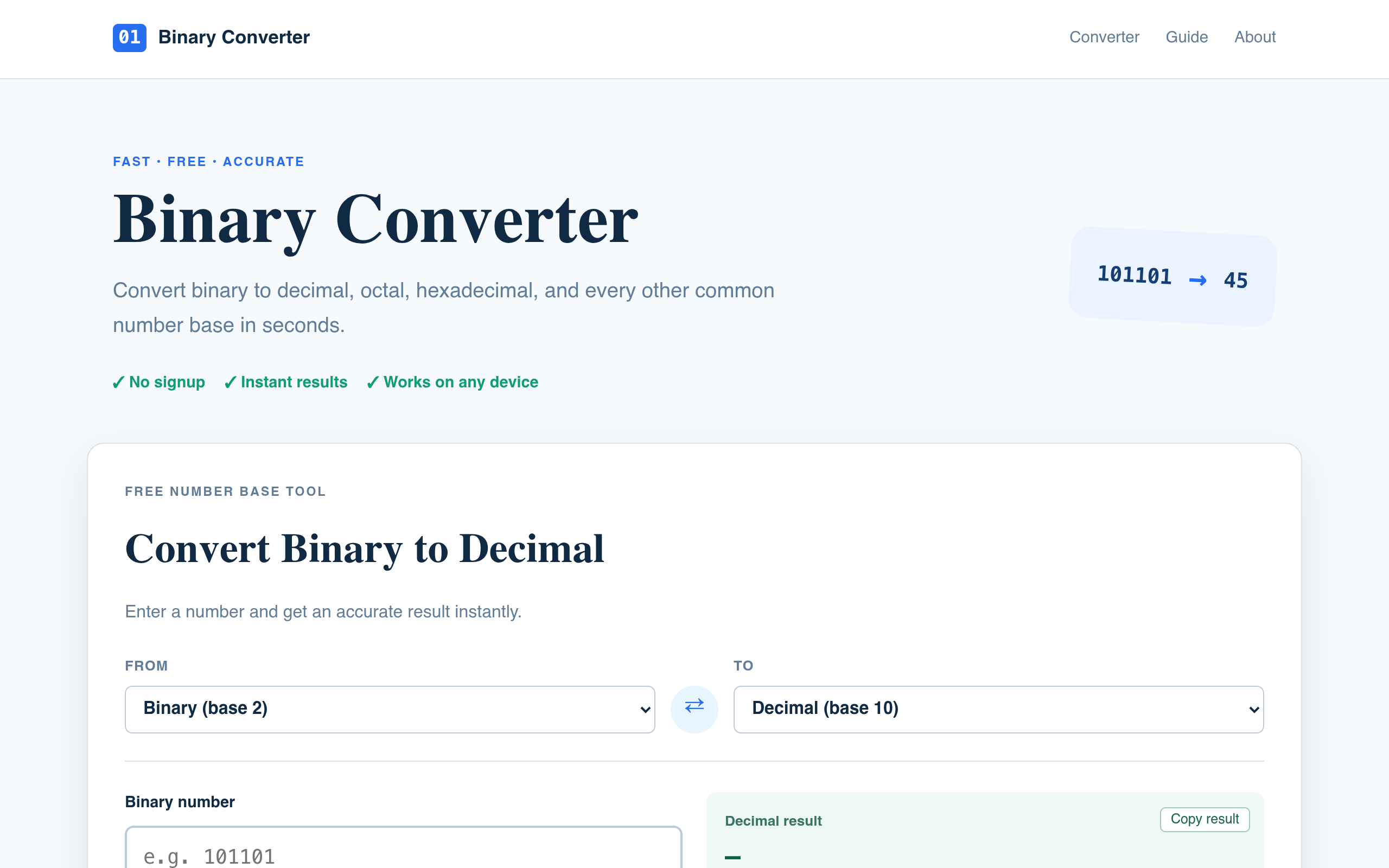Binary Converter screenshot, image 1
