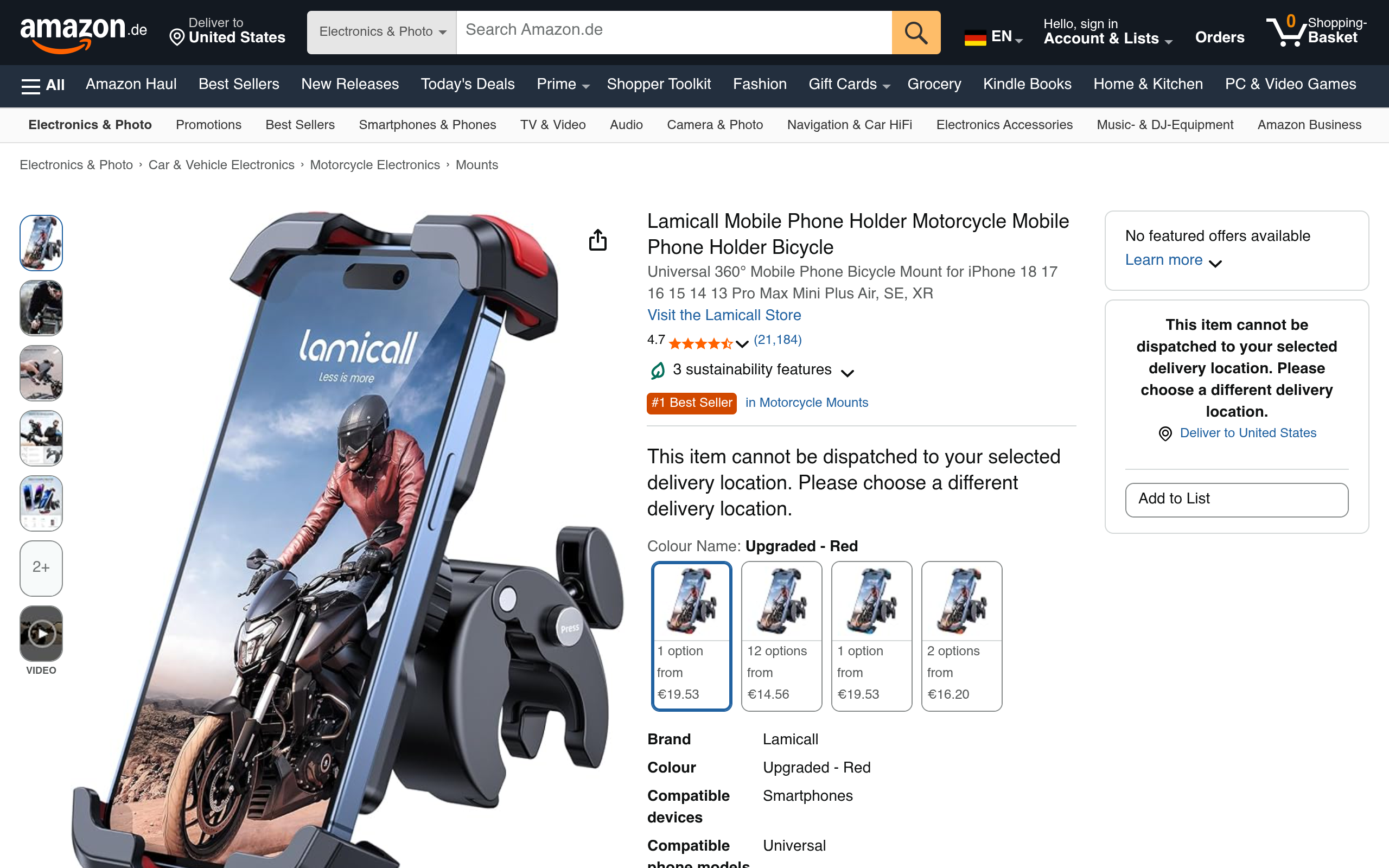 Lamicall – Handyhalterung für Fahrrad und Motorrad