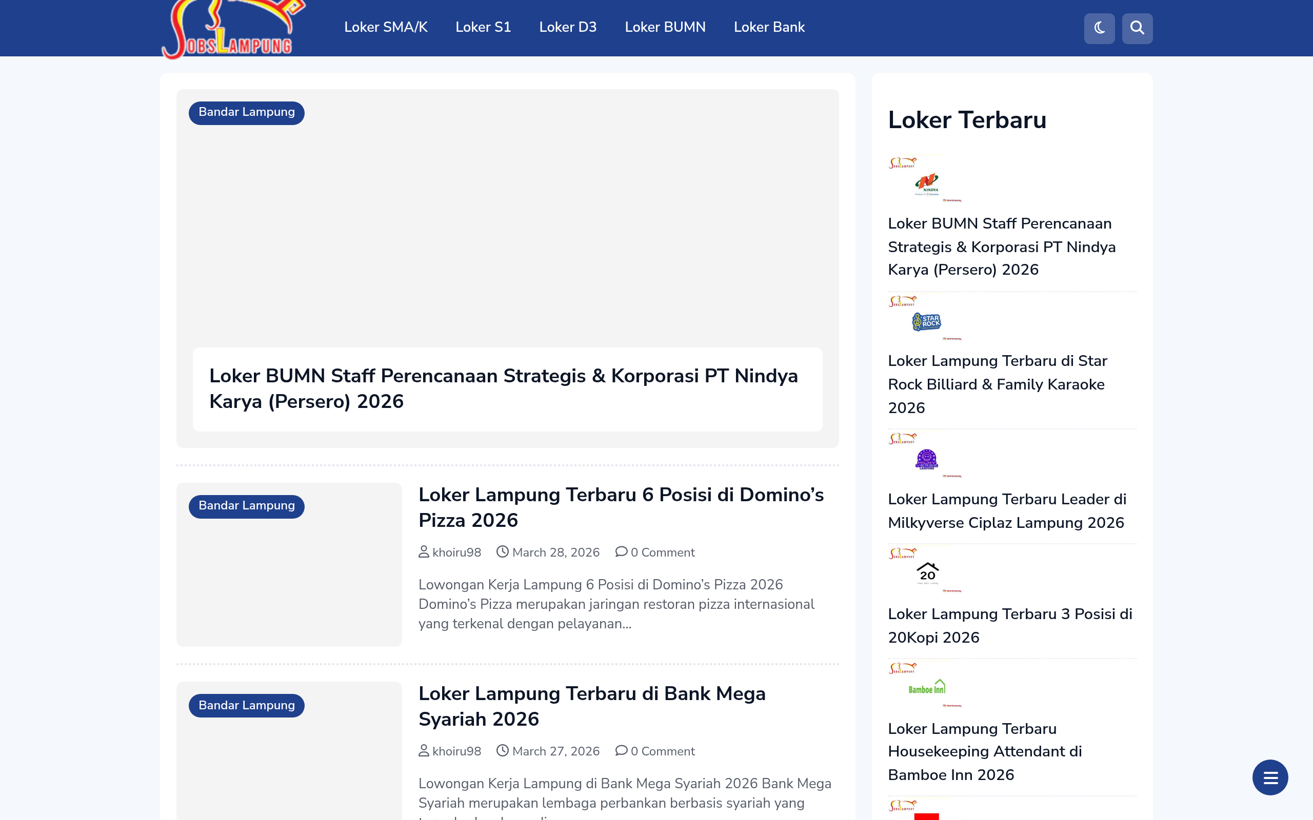 Screenshot of joblampung.id