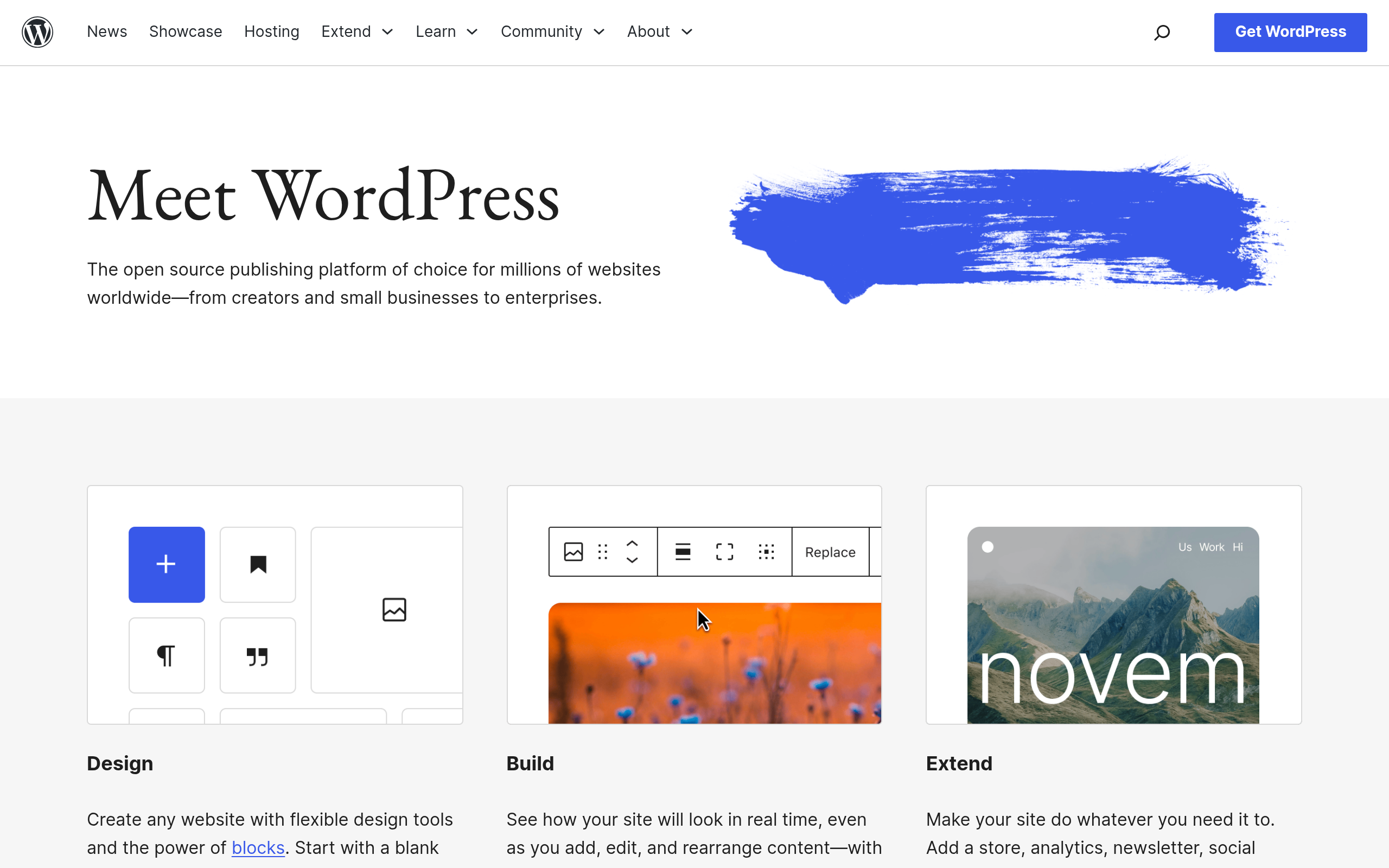 Screenshot of wordpress.org