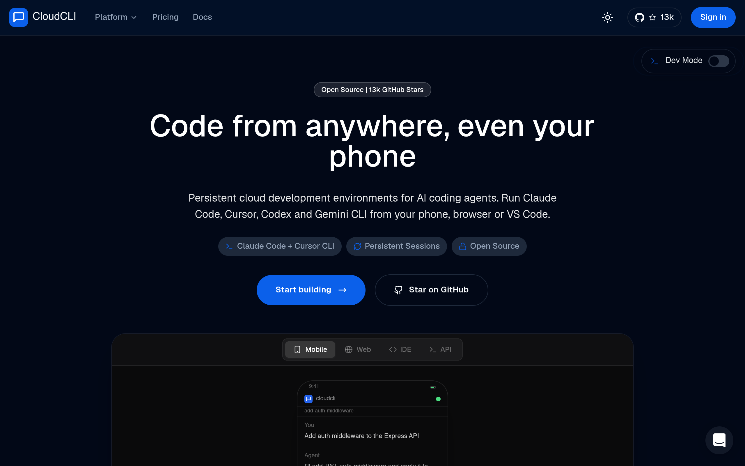CloudCLI screenshot – image 1