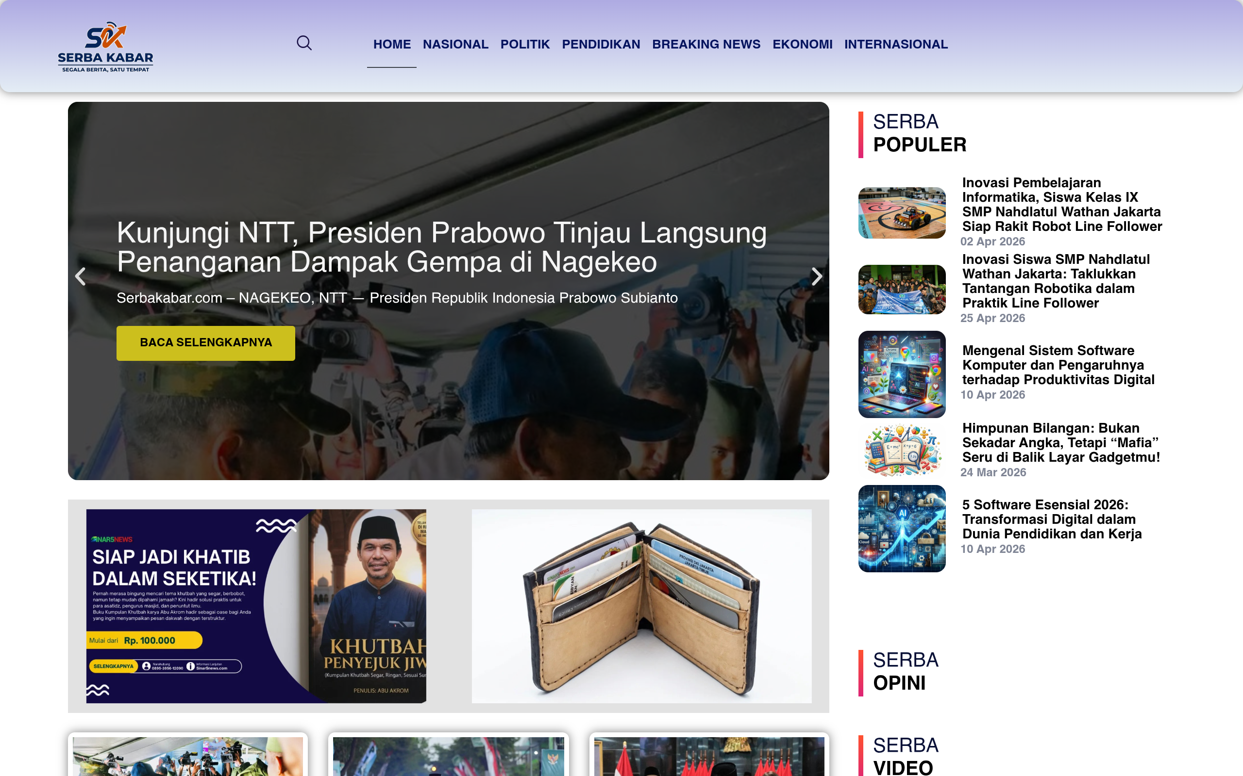 Screenshot of serbakabar.com