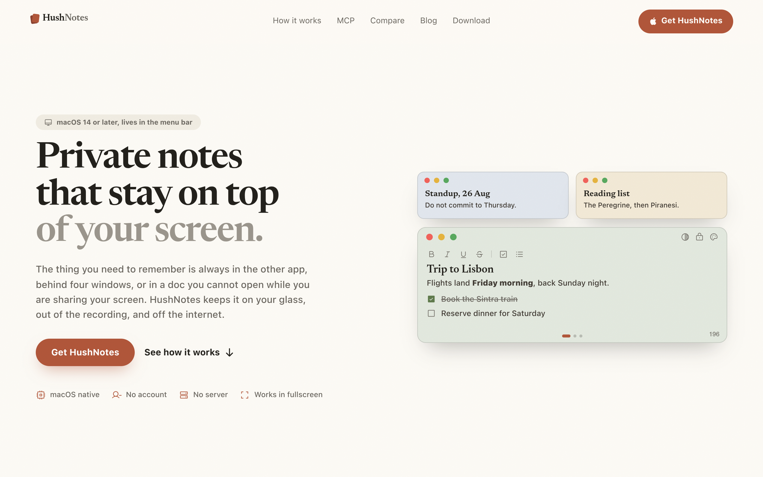 HushNotes screenshot, image 1