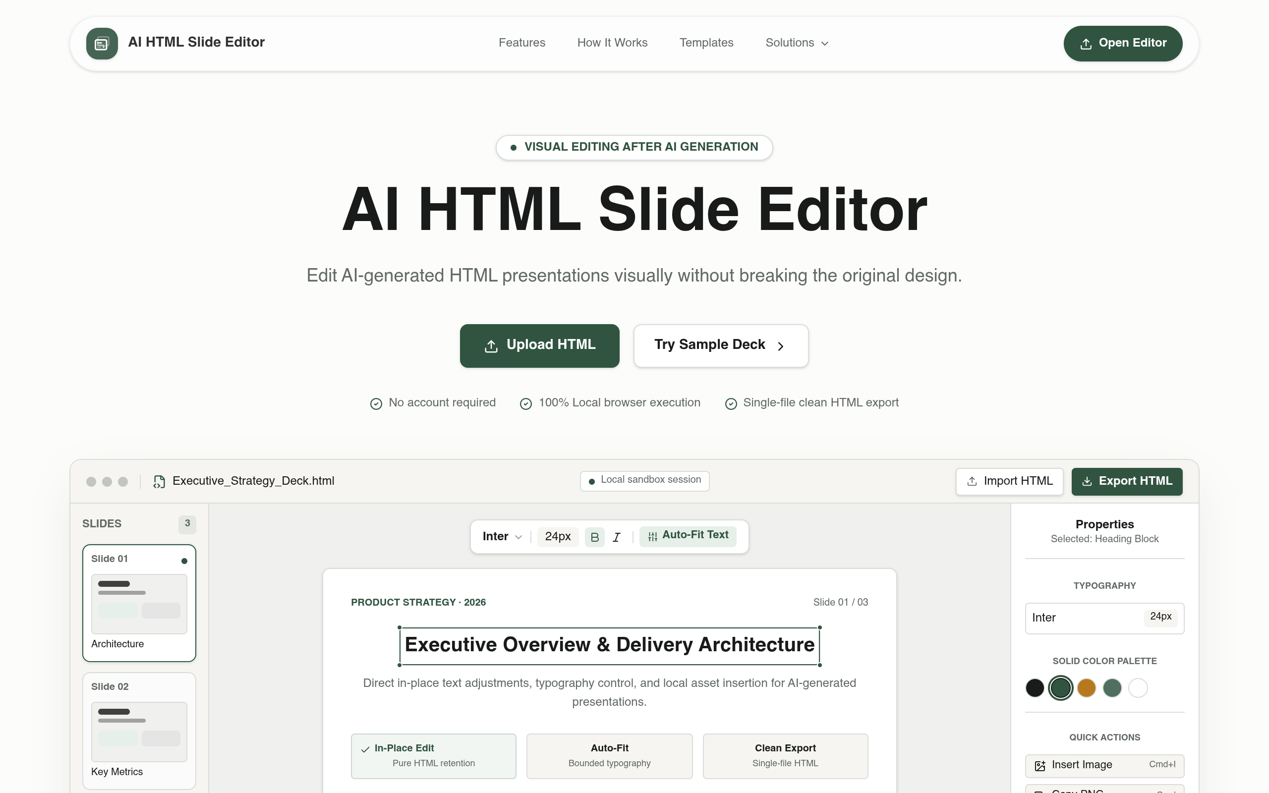AI HTML Slide Editor screenshot, image 1