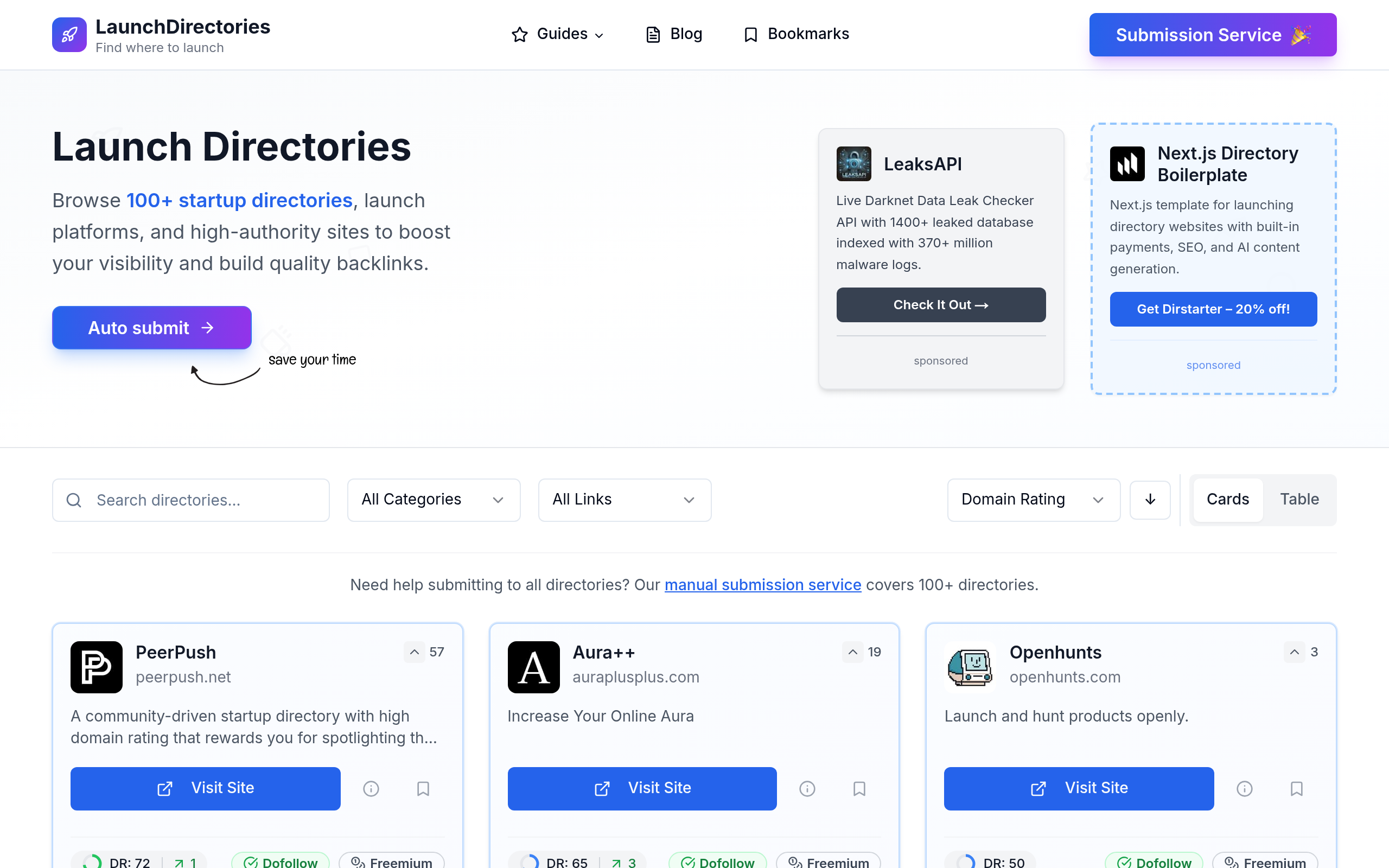 Screenshot of launchdirectories.com