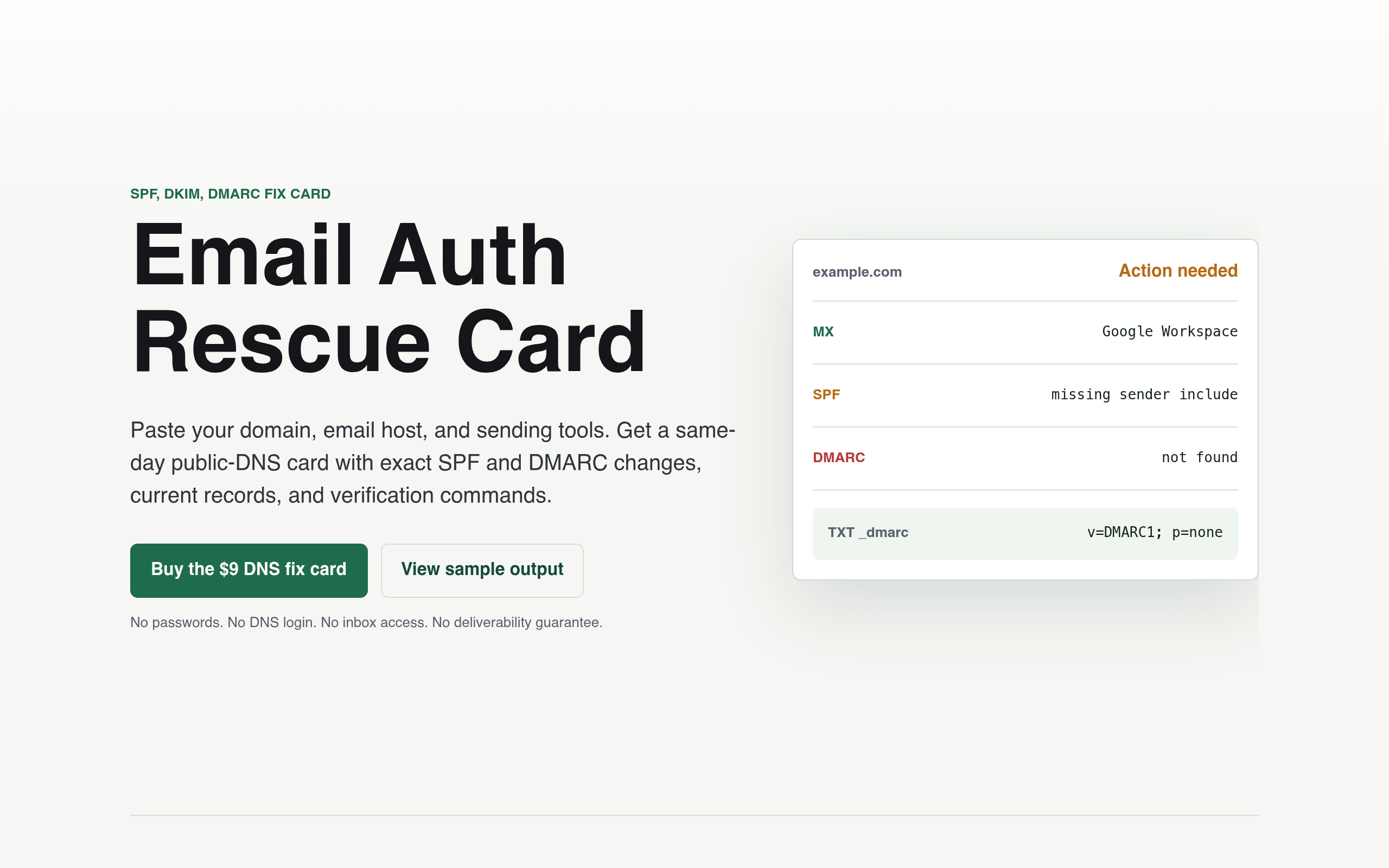 Email Auth Rescue Card screenshot