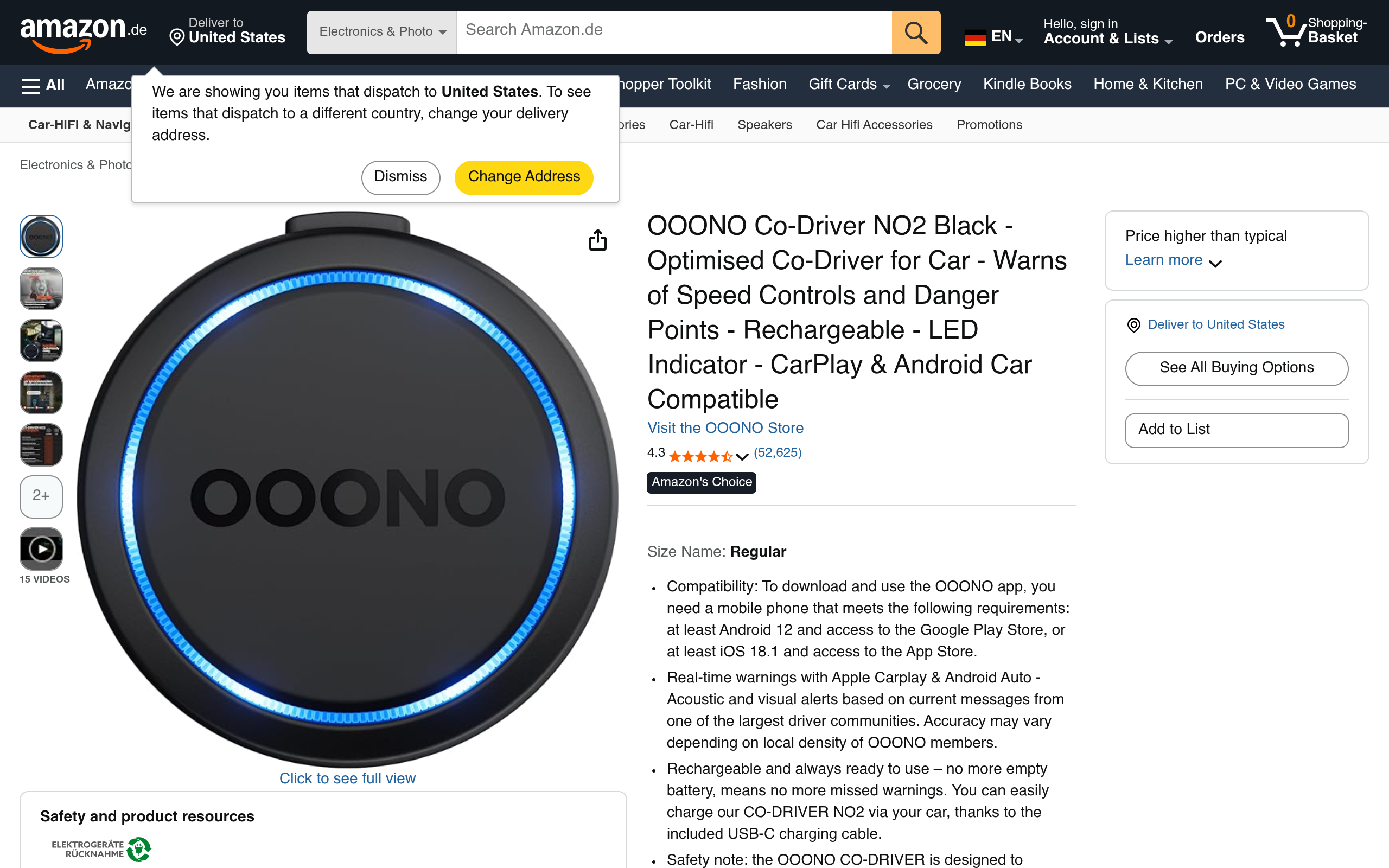 OOONO Co-Driver NO2 – wiederaufladbarer Hinweisgeber fürs Auto
