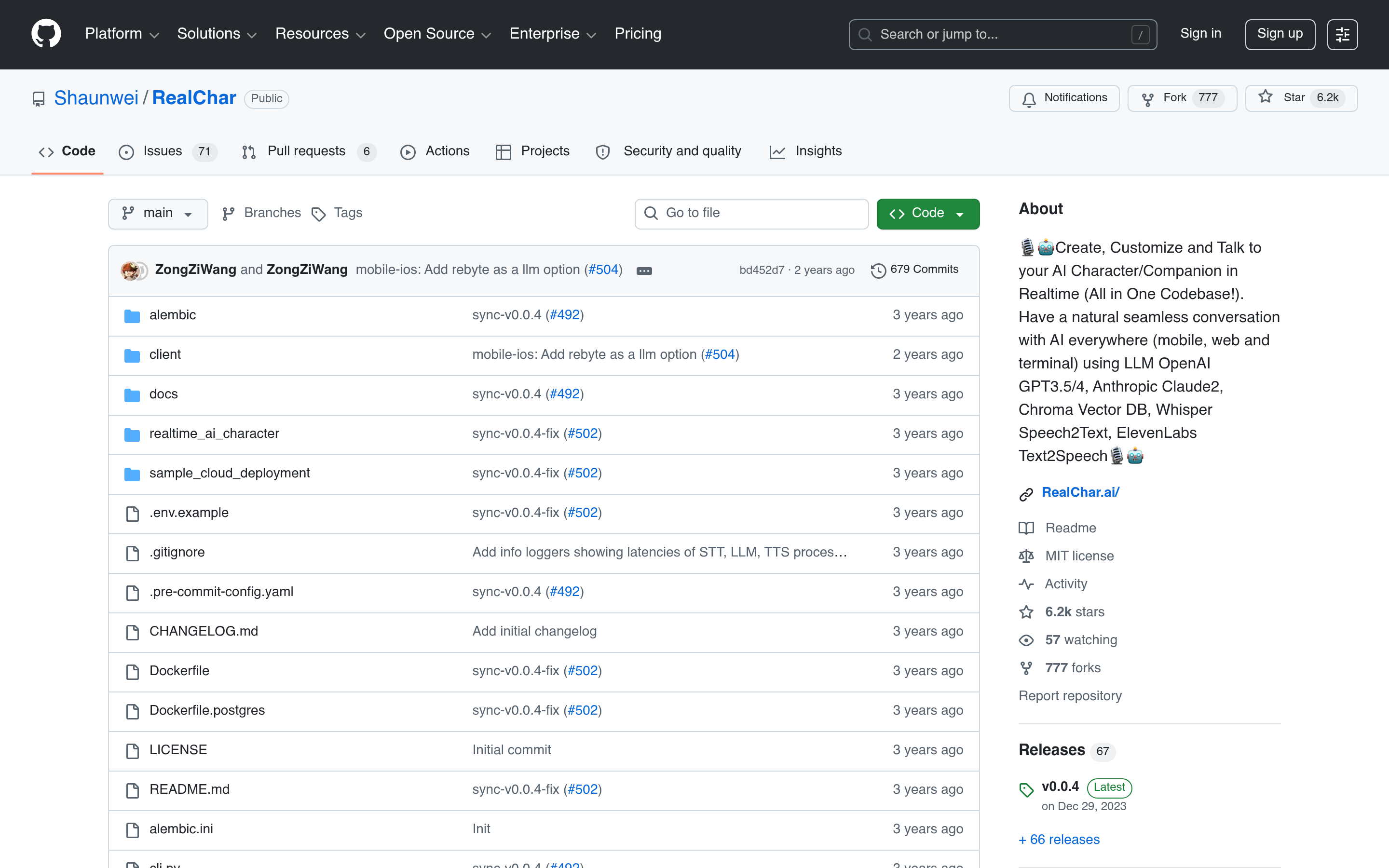 GitHub - Shaunwei/RealChar: Create, Customize and Talk to your AI Character/Companion in Realtime (All in One Codebase!). Have a natural seamless conversation with AI everywhere (mobile, web and terminal) using LLM OpenAI GPT3.5/4, Anthropic Claude2, Chroma Vector DB, Whisper Speech2Text, ElevenLabs Text2Speech 介面截圖