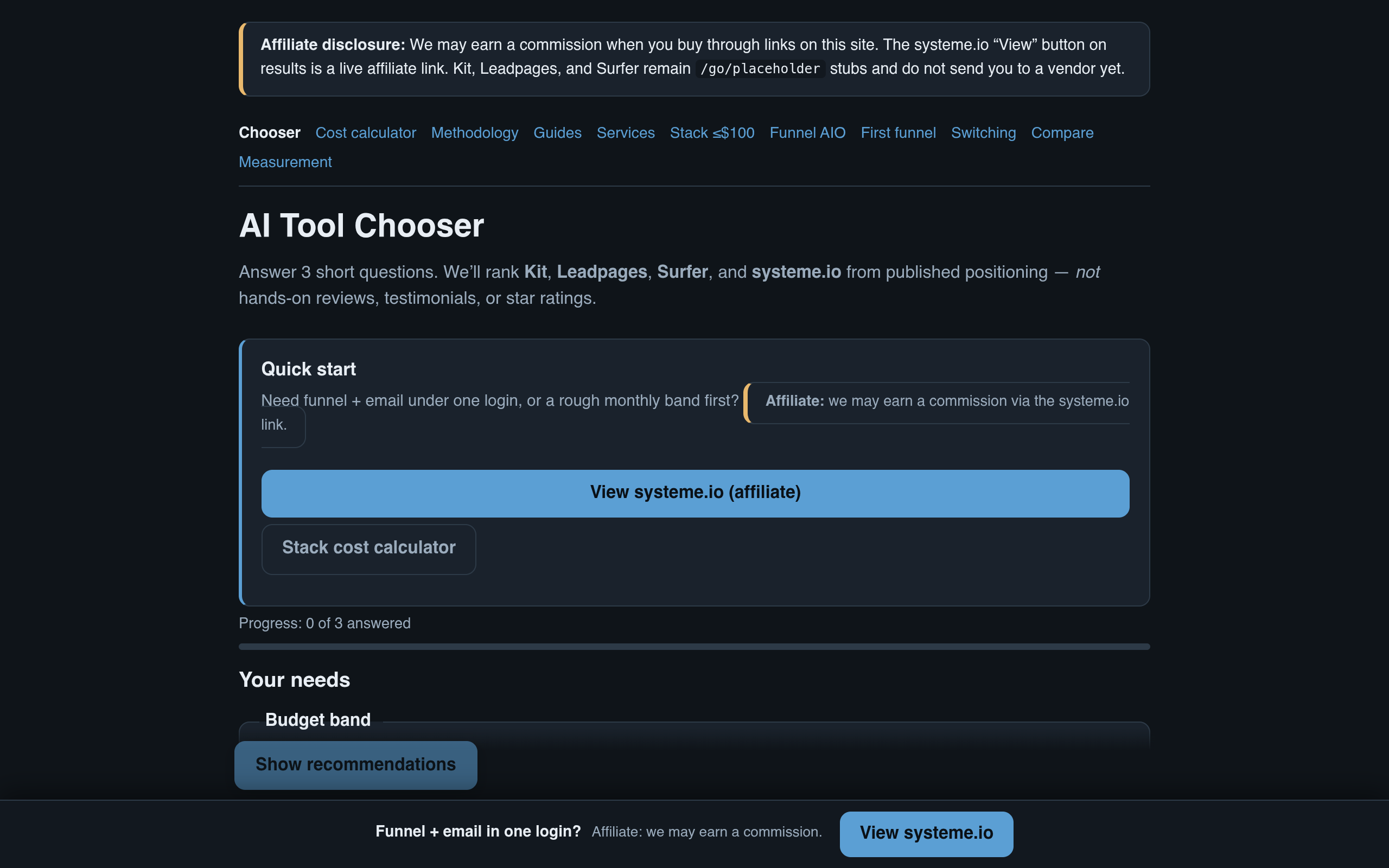 AI Tool Chooser screenshot, image 1