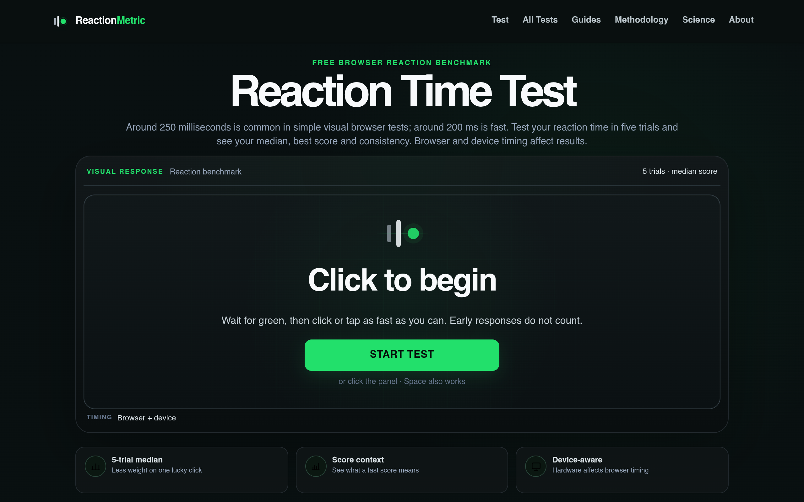 Reaction Time Test screenshot, image 1
