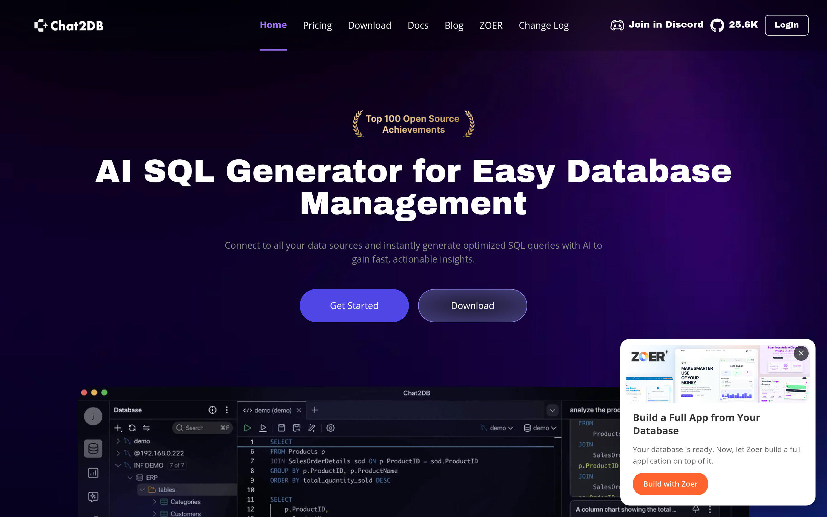 Chat2DB - AI Text2SQL Tool for Easy Database Management 介面截圖