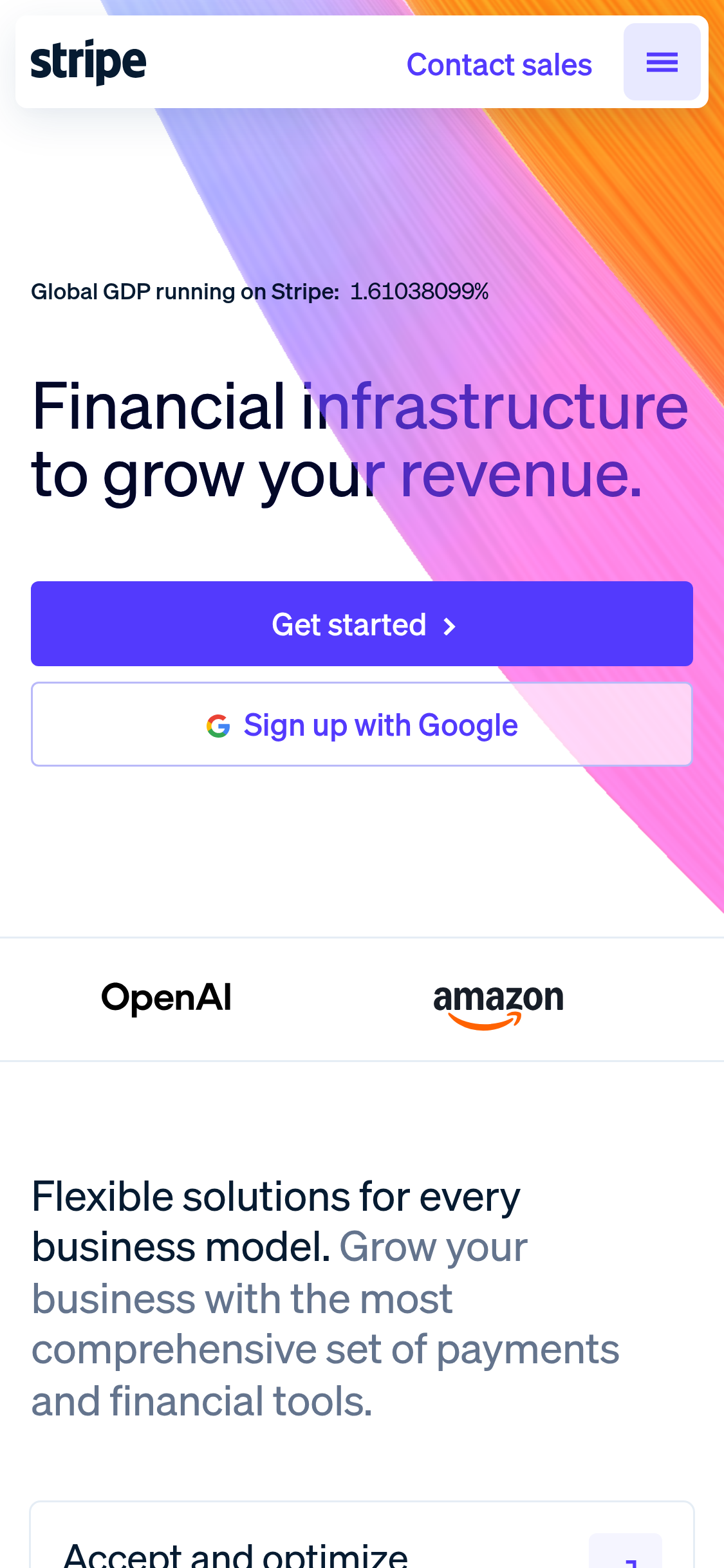 Mobile screenshot of stripe.com
