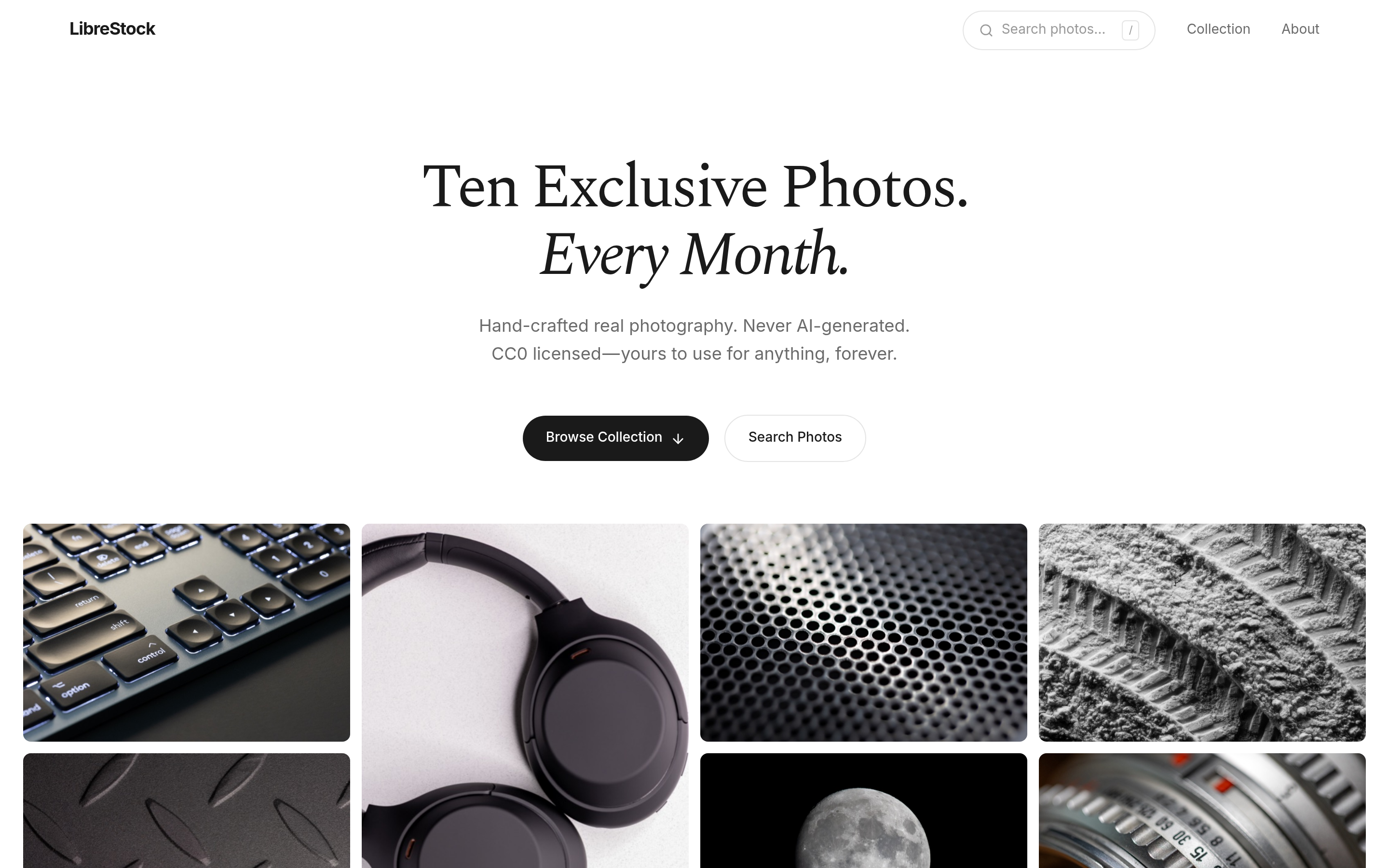 LibreStock — 10 Exclusive Free Stock Photos Every Month 介面截圖