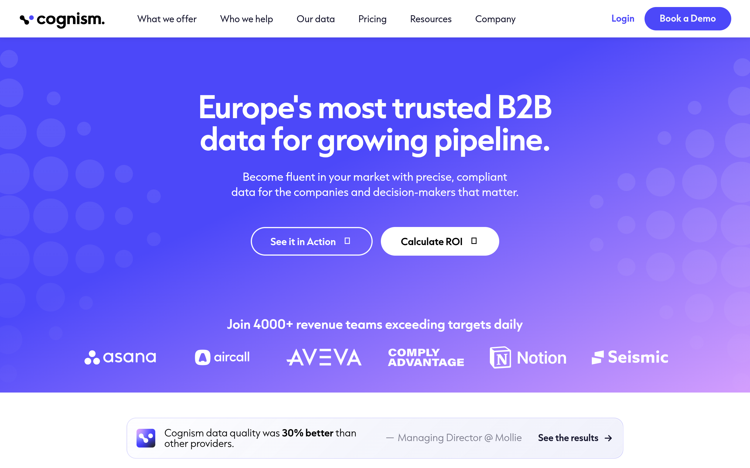 Screenshot of the Cognism homepage