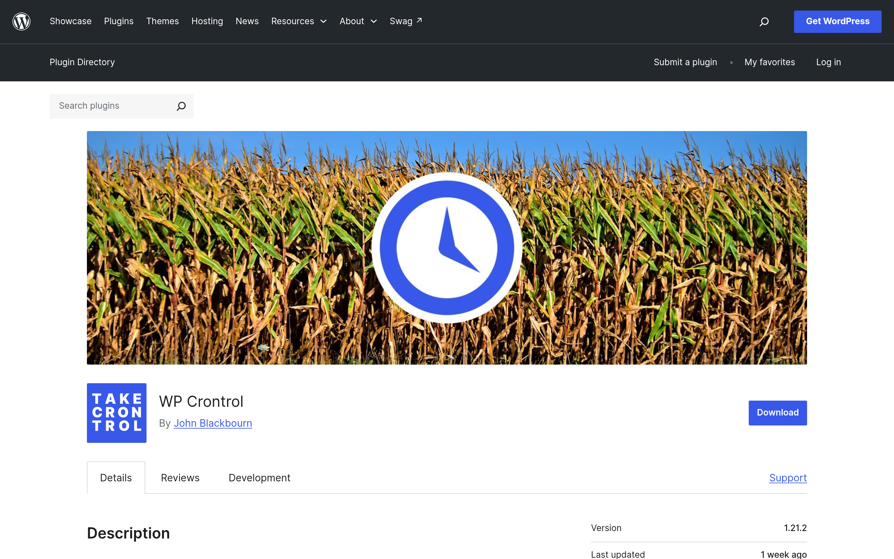 WP Crontrol plugin page on WordPress.org, a tool for inspecting and debugging WP-Cron