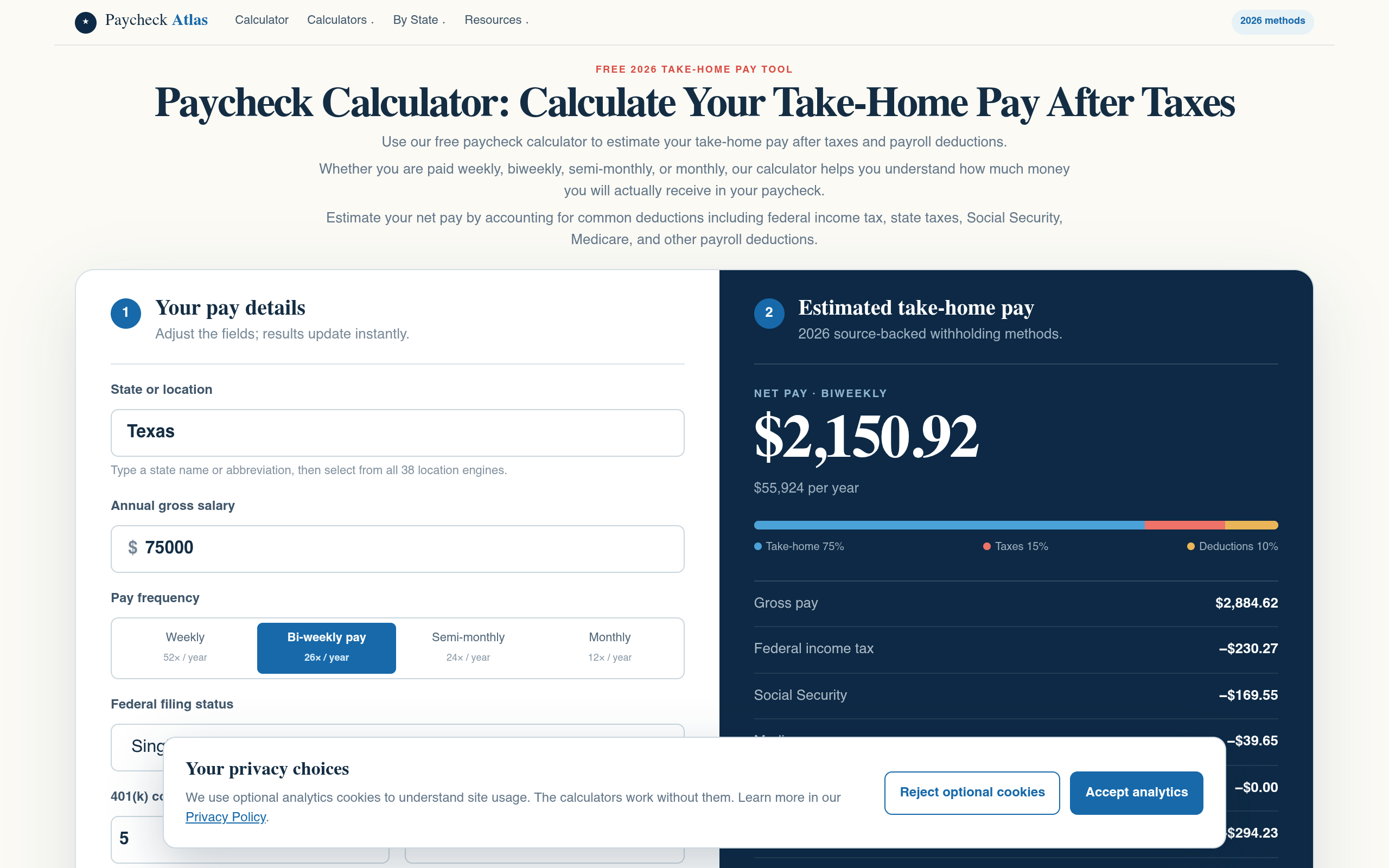 Paycheck Calculator screenshot, image 1