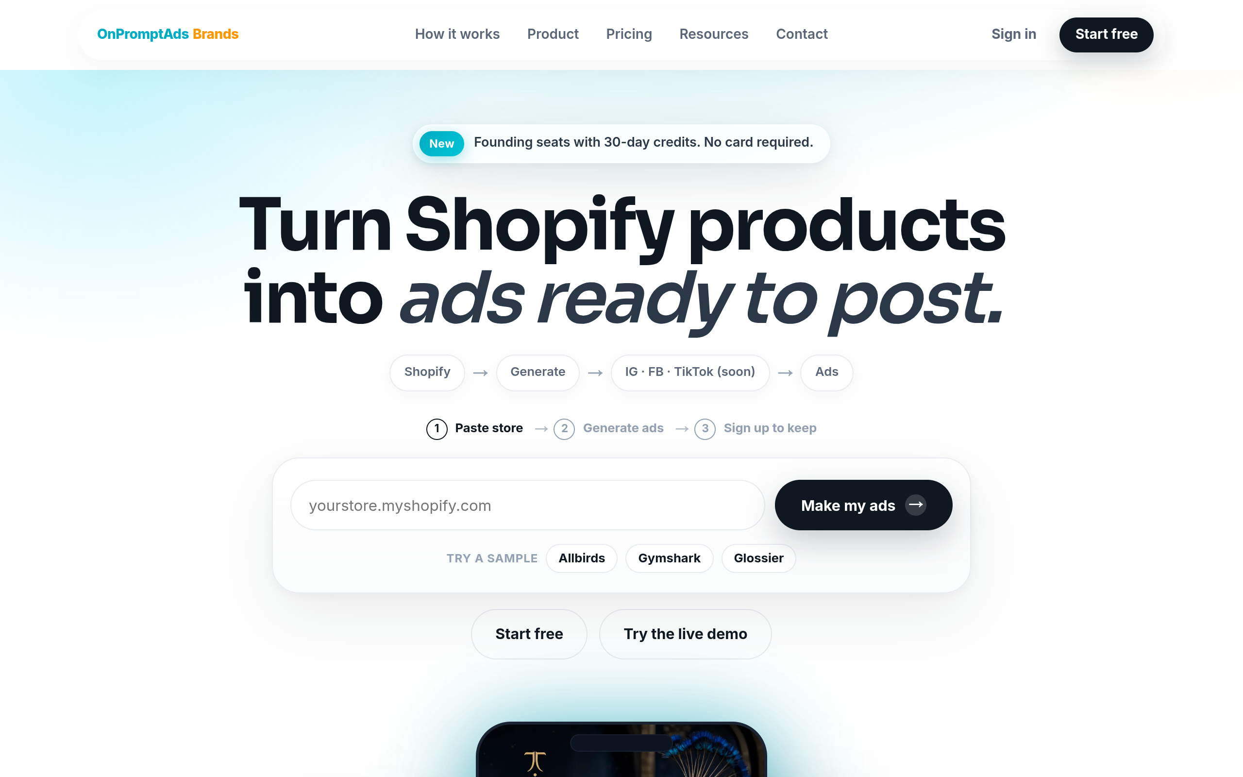OnPromptAds Brands screenshot