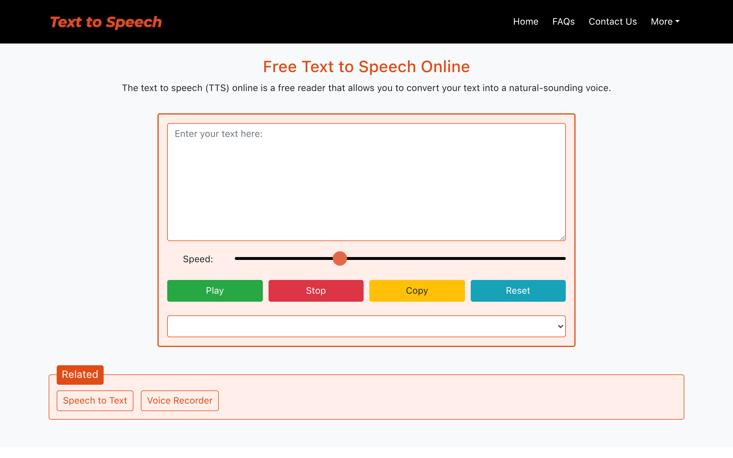 Screenshot of text-speech.net