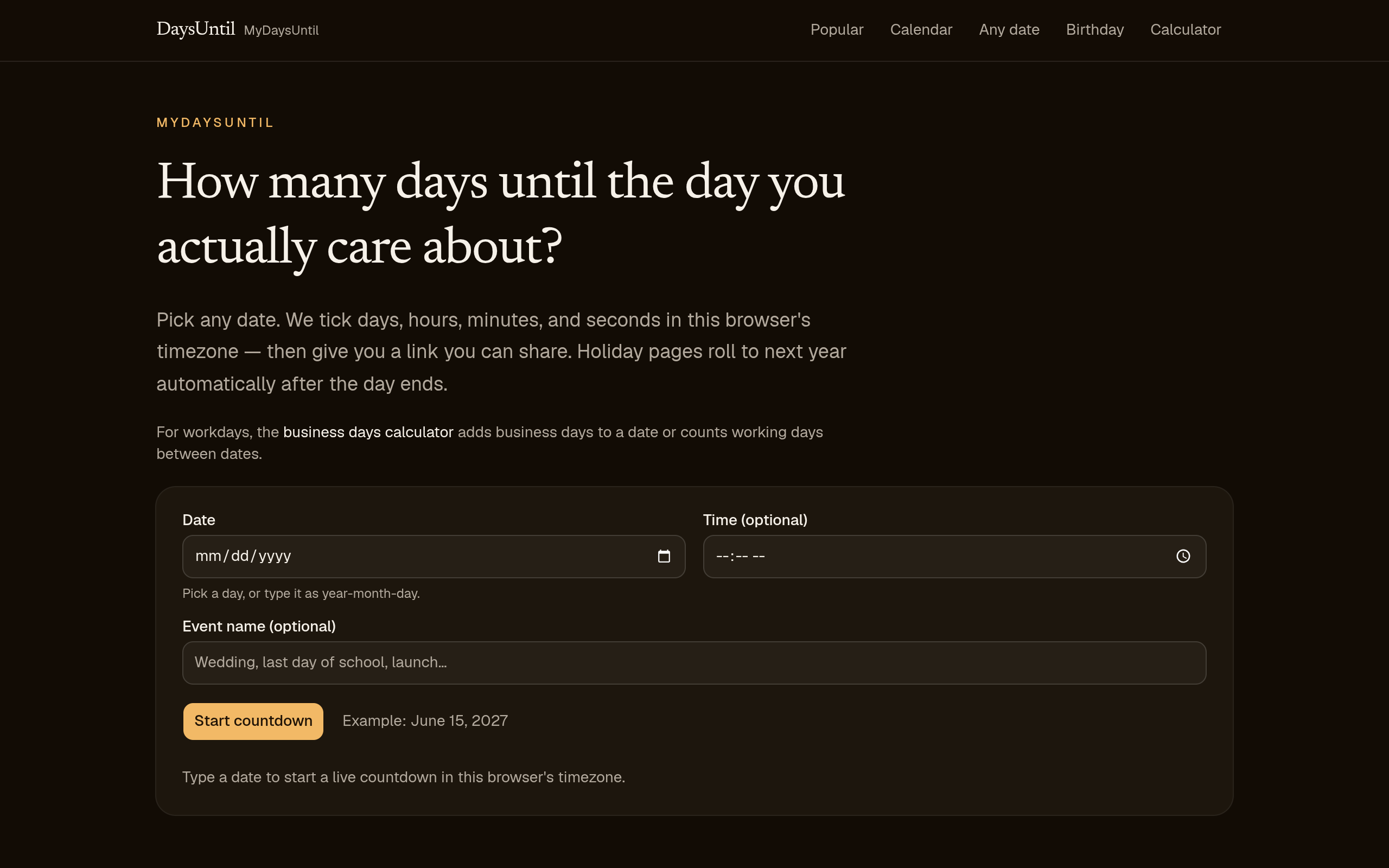 MyDaysUntil screenshot