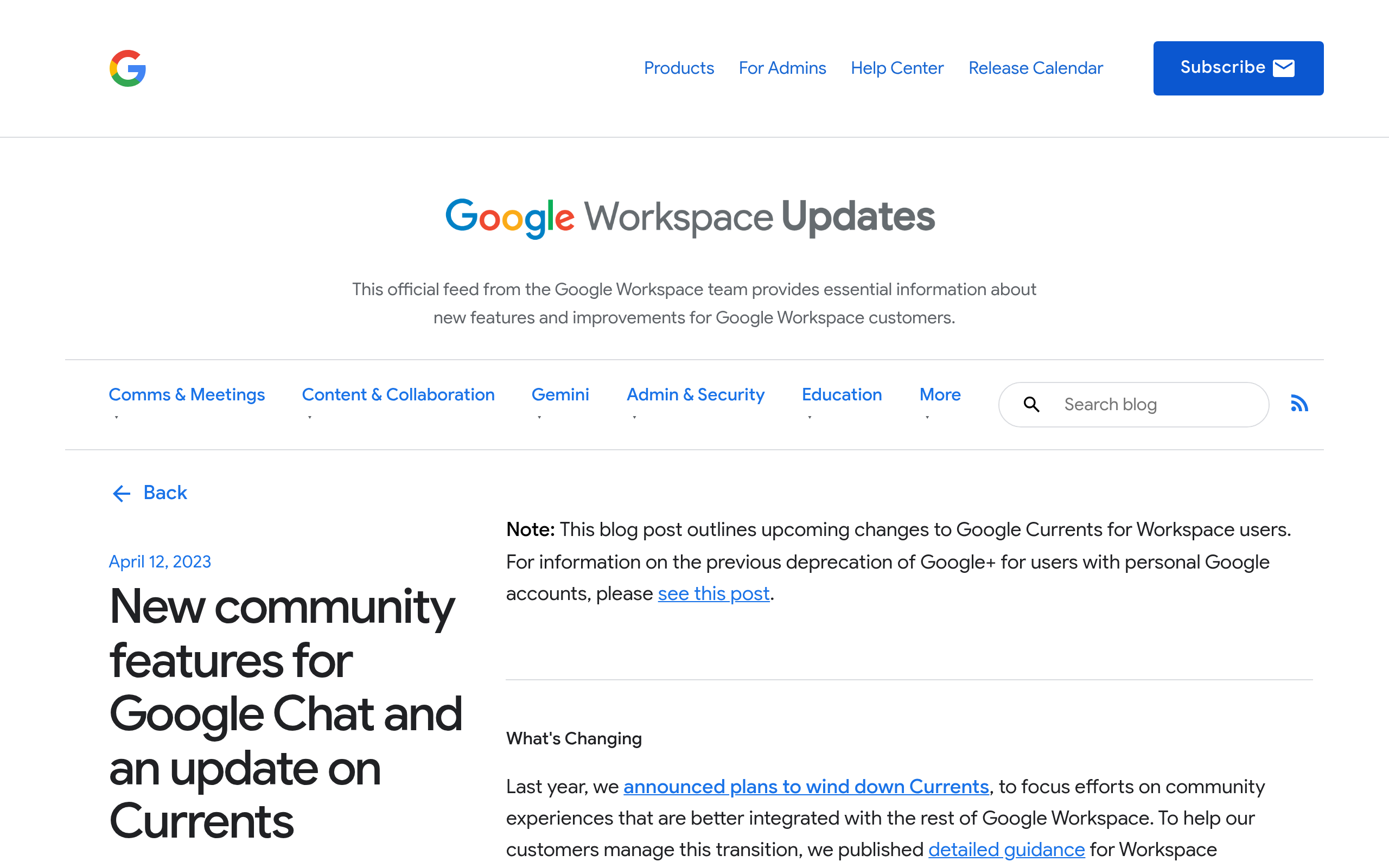 Screenshot of plus.google.com
