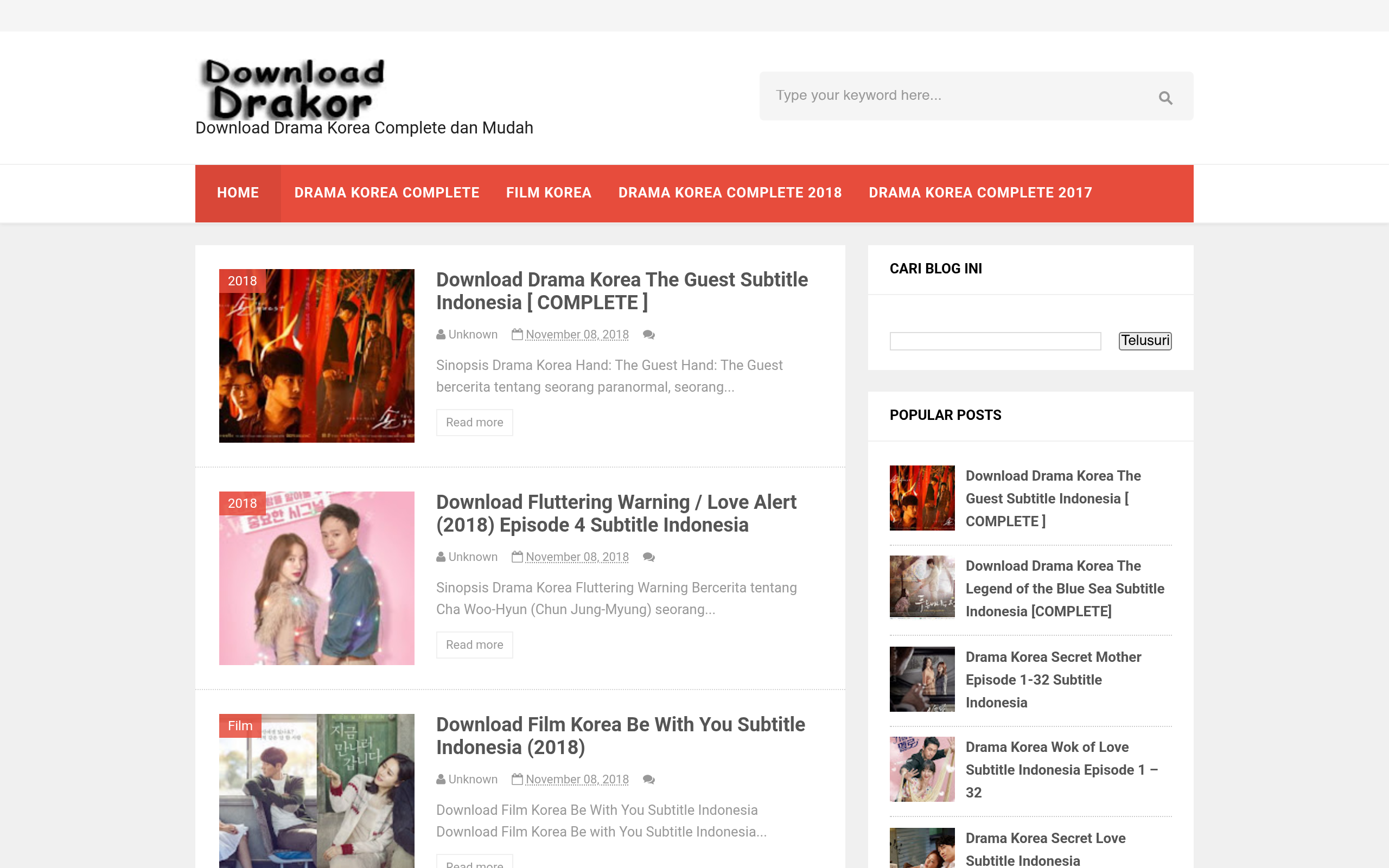 Screenshot of downloadrakor.blogspot.com