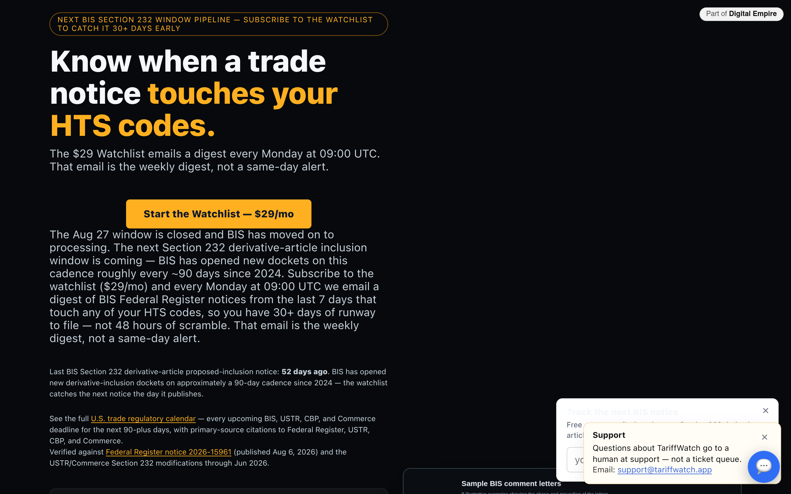 TariffWatch screenshot