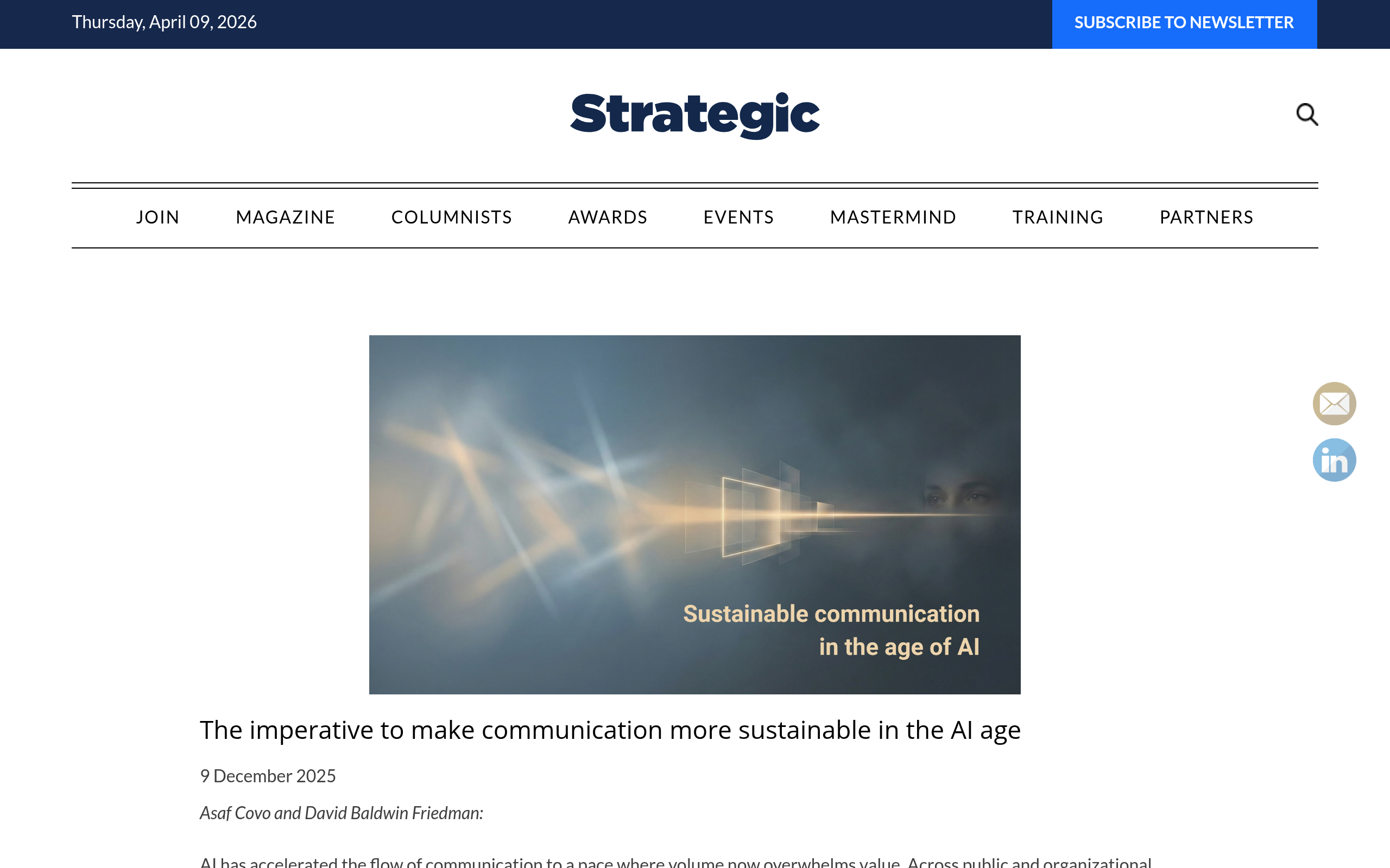 Preview for The imperative to make communication more sustainable in the AI age - Strategic