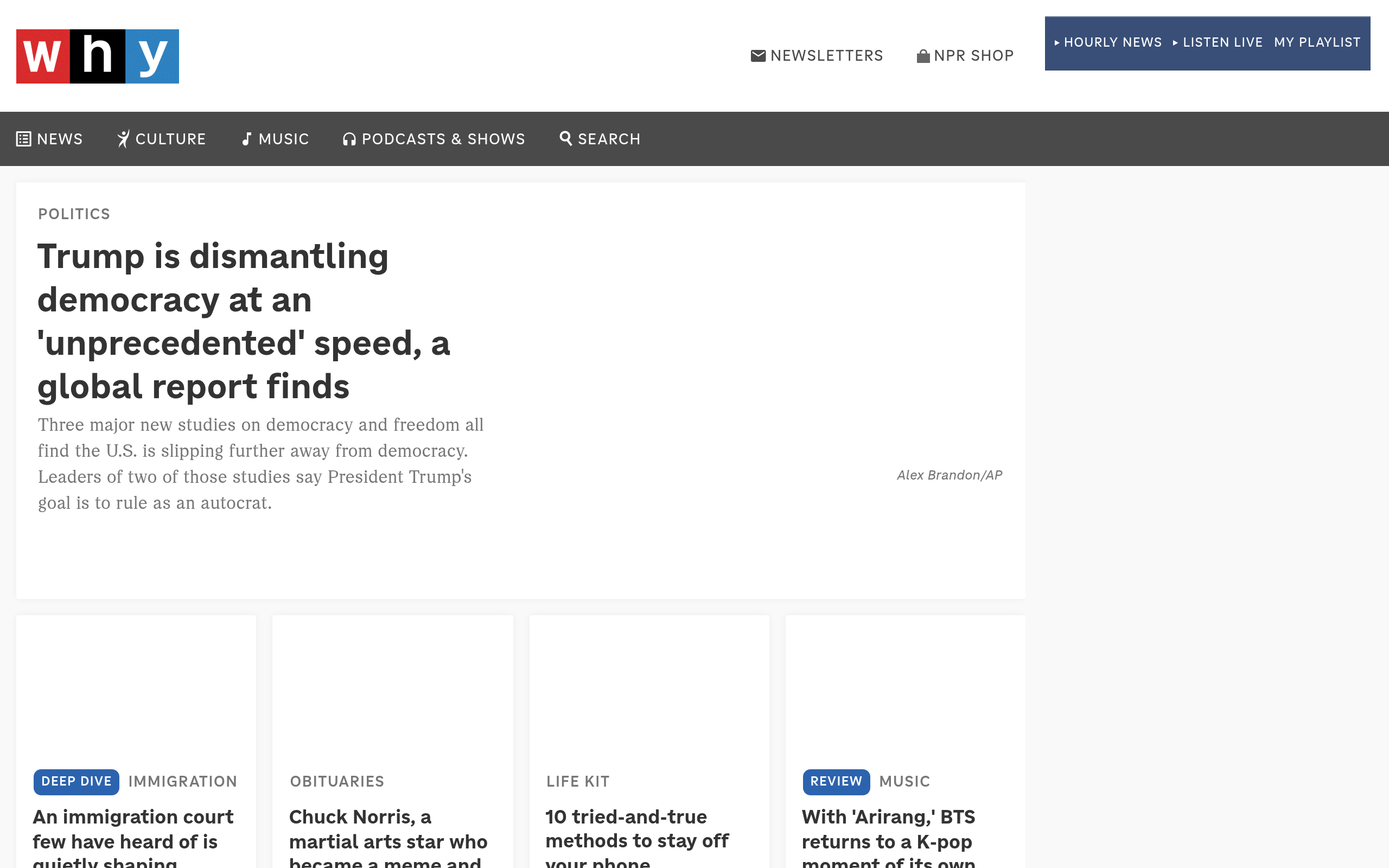 Screenshot of npr.org