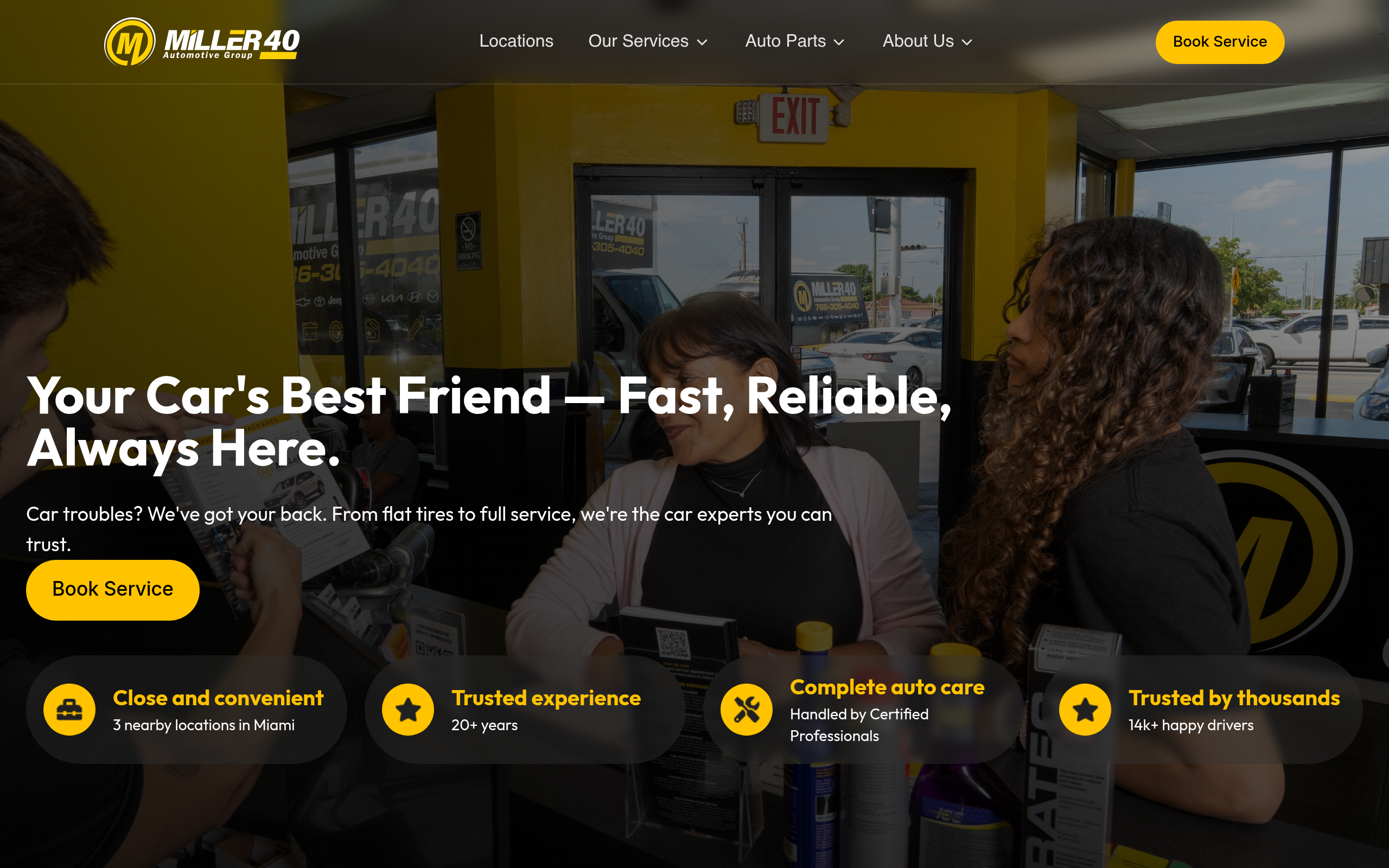 Screen capture of the Miller40 Auto Repair Website & Platform website