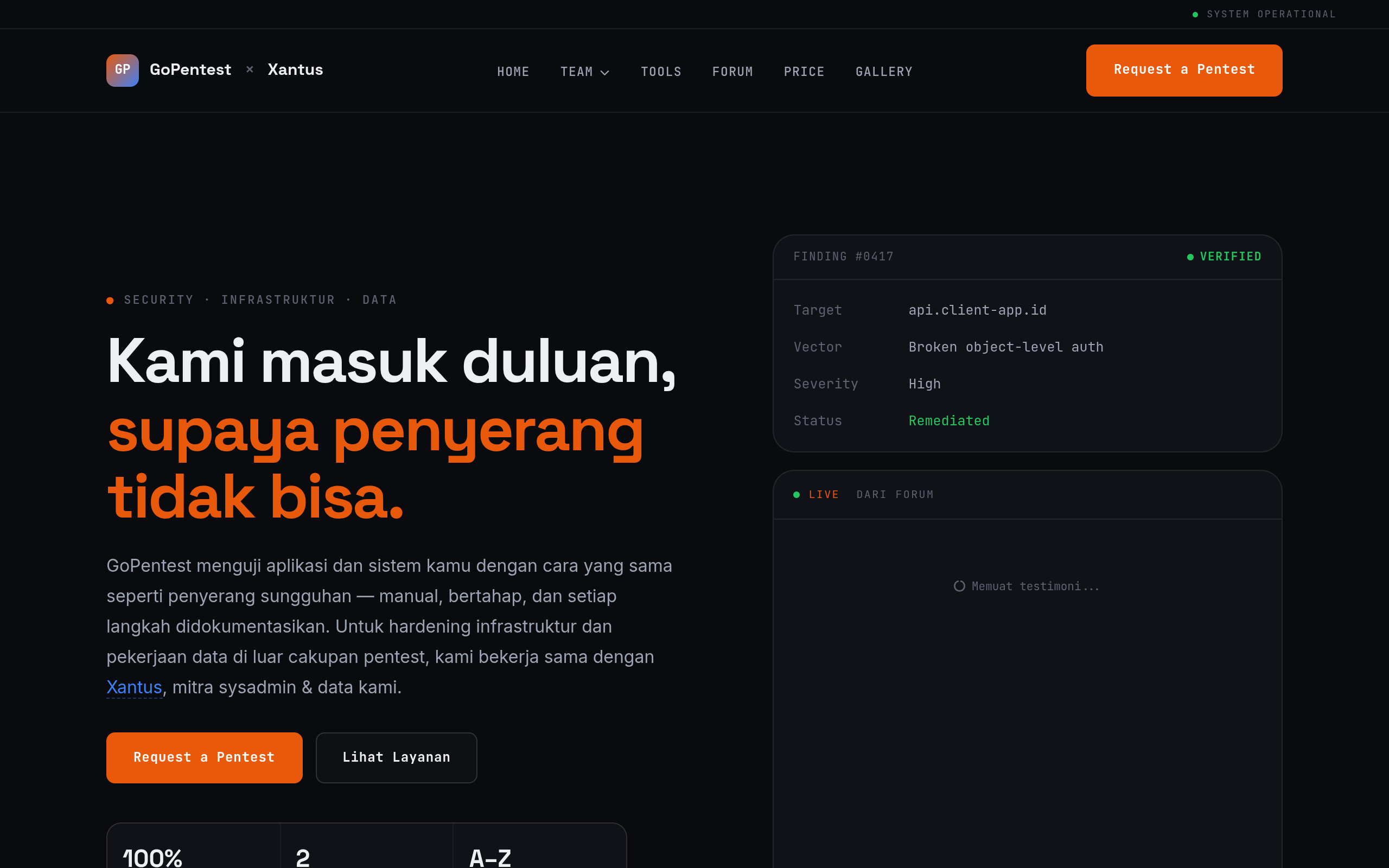 Screenshot of gopentest.hight.id