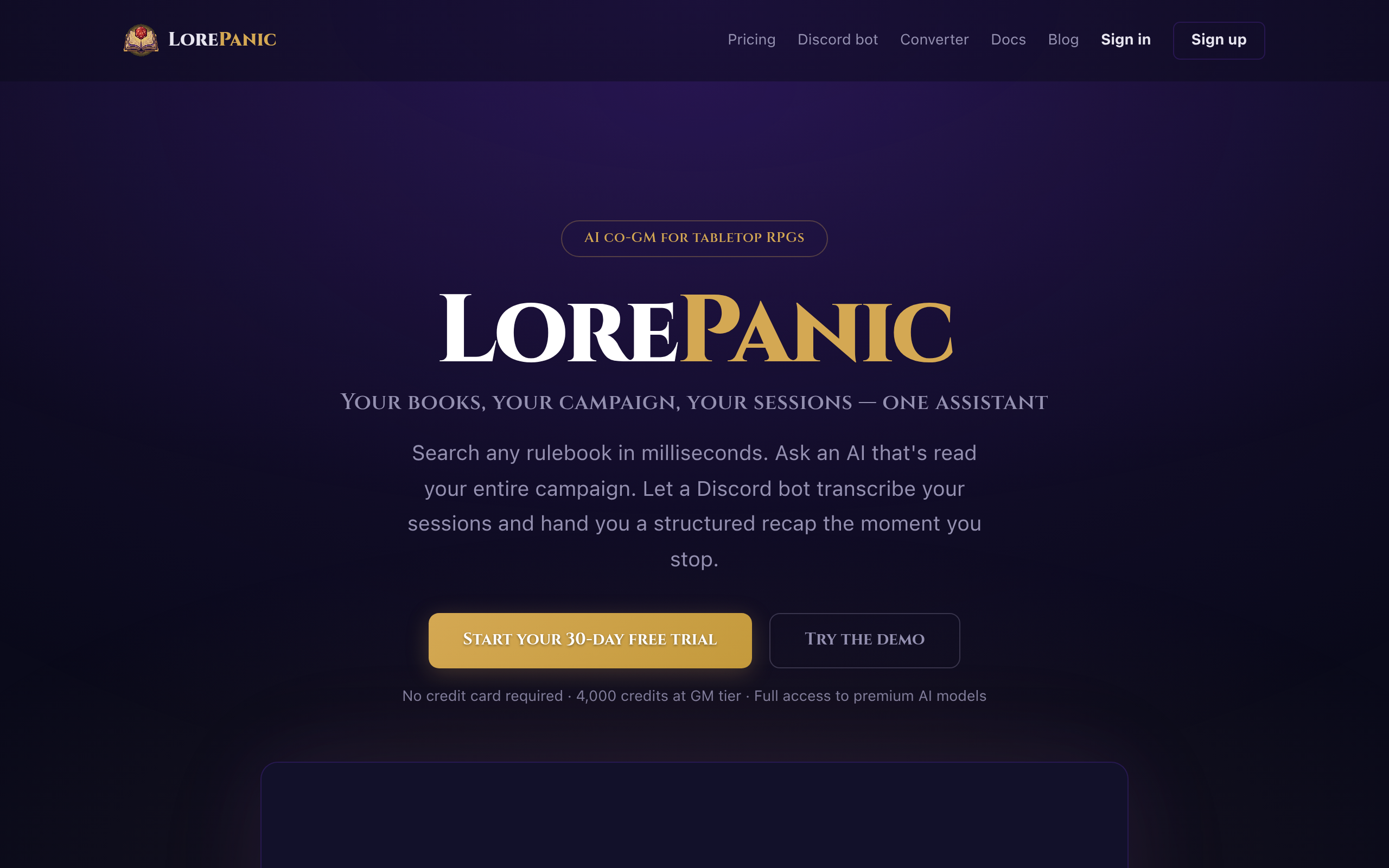 LorePanic screenshot