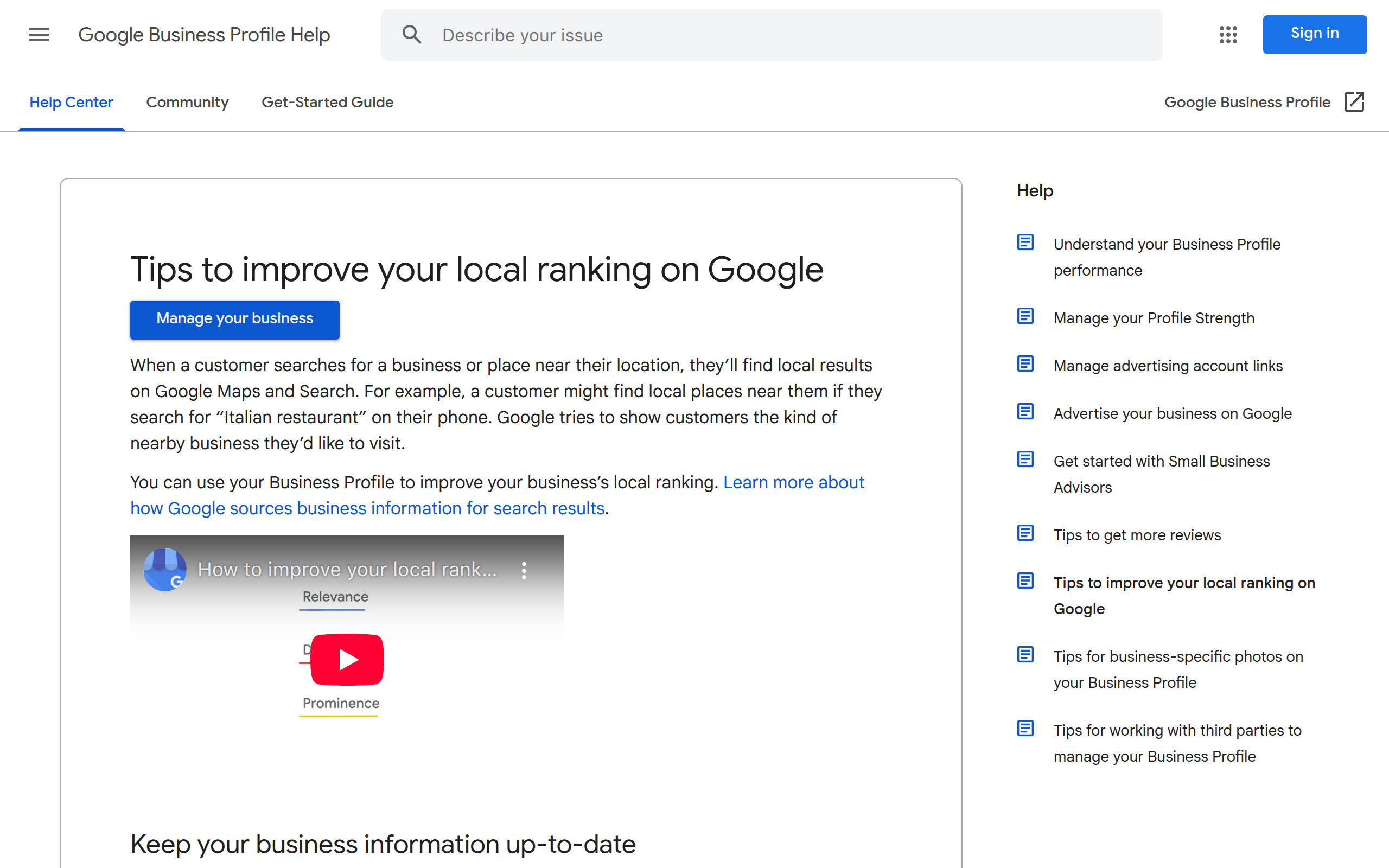 Use local keywords in your Google Business Profile and website content Screenshot
