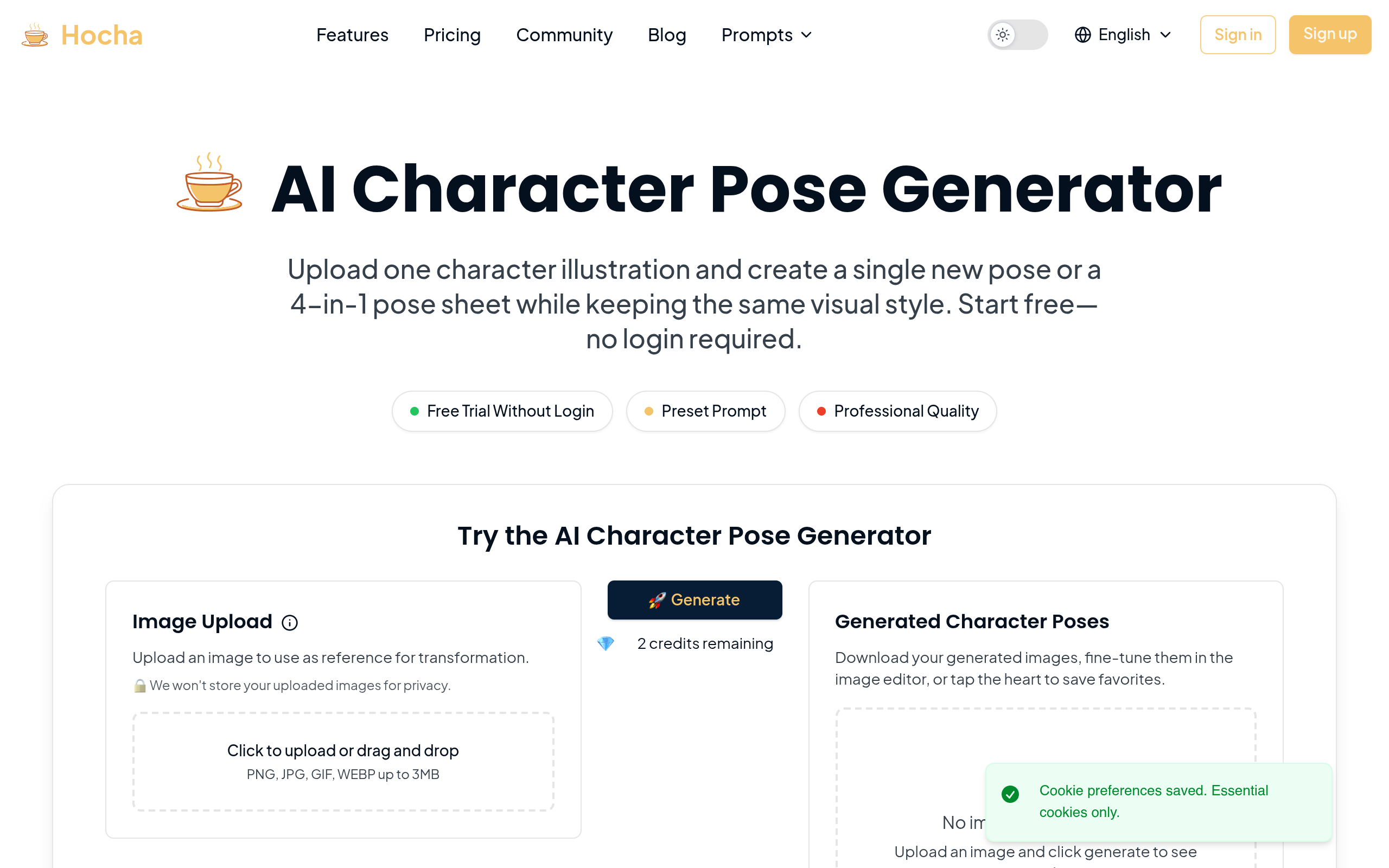 AI Character Pose Generator screenshot – image 1